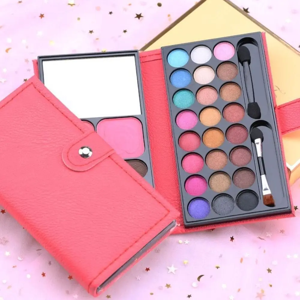 

33-цветная палитра теней для век с зеркальной кистью, блестящие румяна, коробка для дозирования макияжа, сделай сам, глазурованная косметическая палитра, сумка
