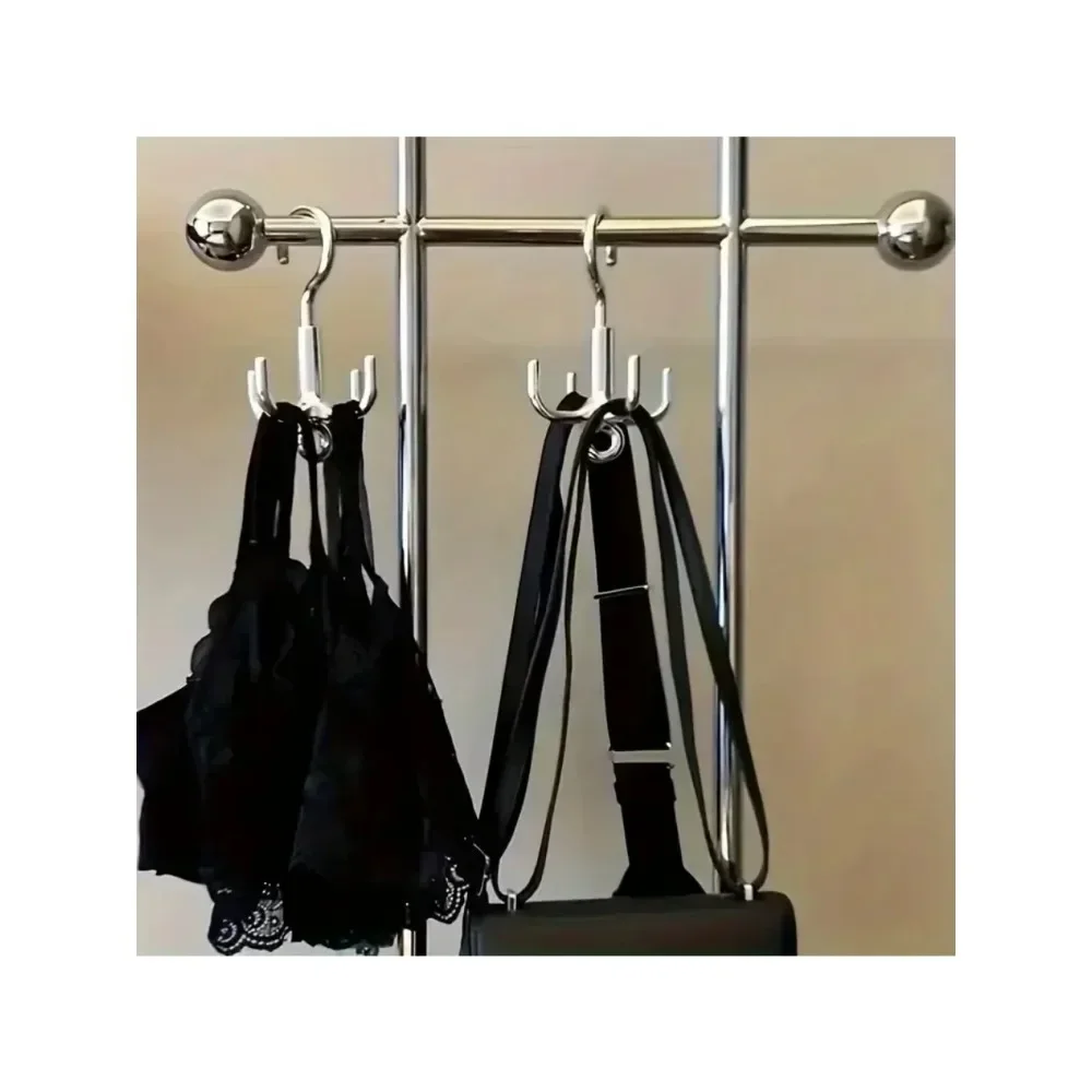 2025 1PCS 360° Multifunctional Rotating Clothes Hook, Belt Organizer, Punch Free 4-Claw Rotation Coat Hanger, Scarf Storage Rack