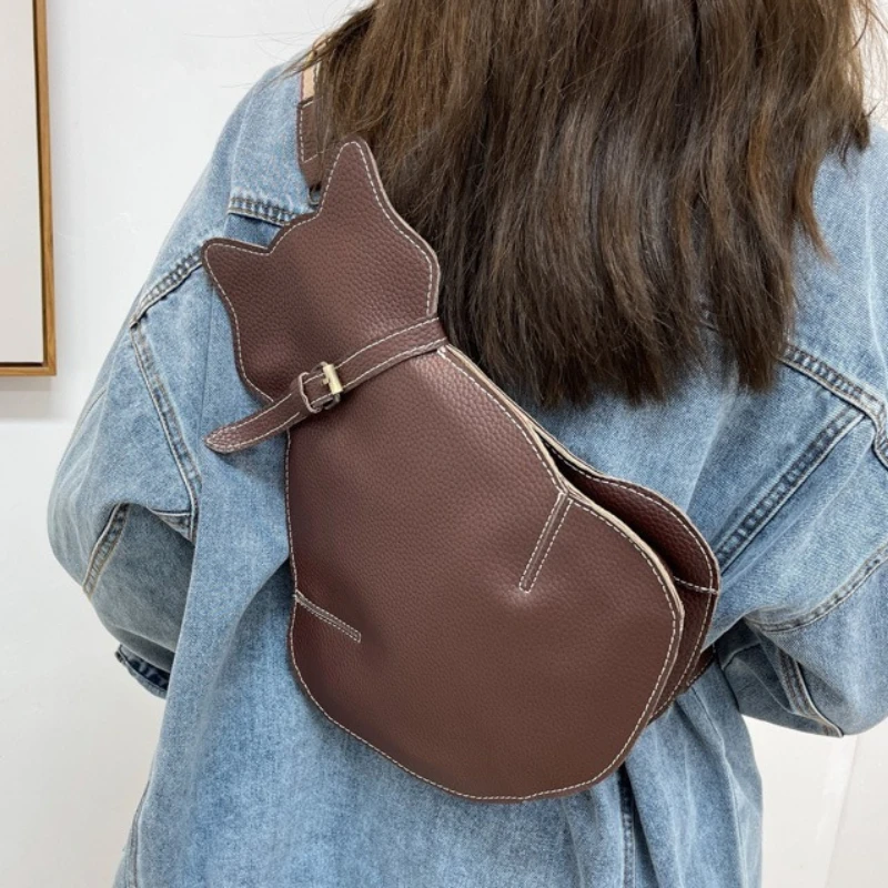 

Cat Shaped Shoulder Bag, Vintage PU Leather Sling Bag, Women's Kawaii Crossbody Purse Fashion Designer Style 크로스백