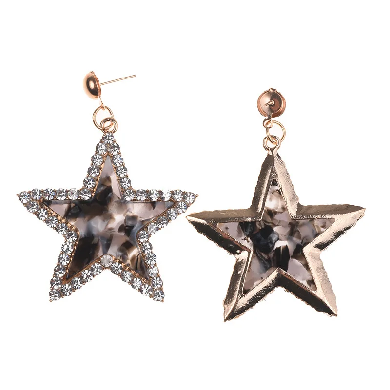 Cross-border accessories are exaggerated, big-name starfish acrylic diamond-encrusted earrings are sent overseas by manufacturer