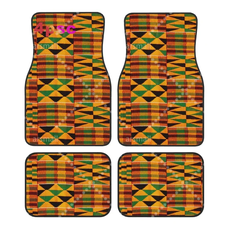 Car Floor Mats 4 Pcs Crystal Velvet Ethnic Tribal Ankara African Zig Zag Pattern Universal Front Rear Foot Mats Rugs Pieces Auto