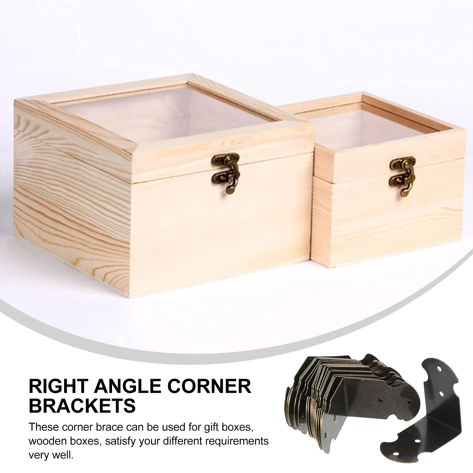 

20Pcs Vintage Metal Corner Brackets Right Angle Corner Brace Durable Protective Hardware for Wooden Boxes Gift Boxes Heavy Duty