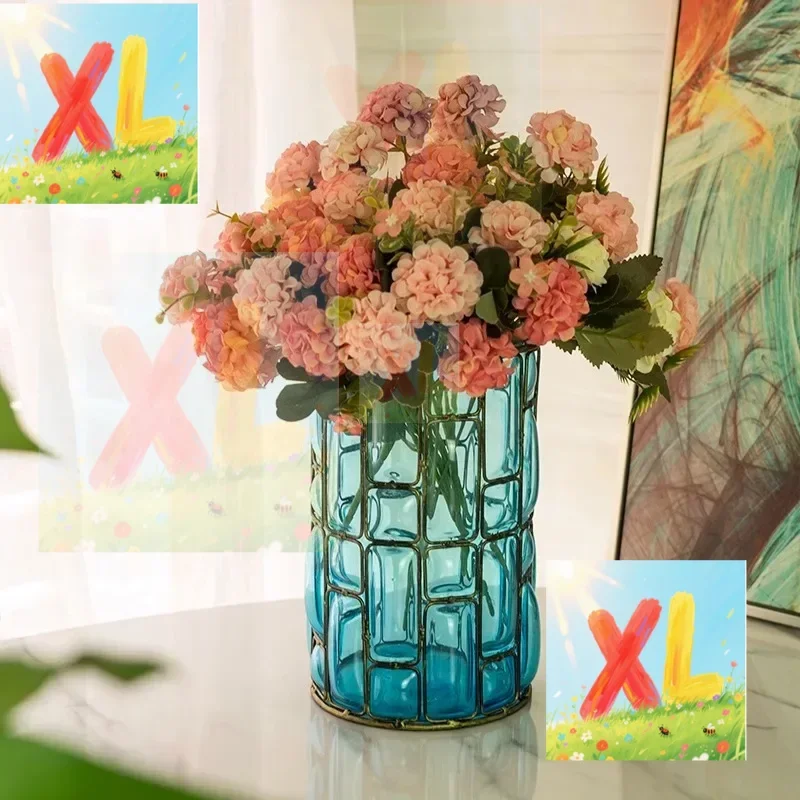 

Simple small fresh vase glass transparent flower arrangement lily flower rich bamboo rose water bamboo hydroponics household flo
