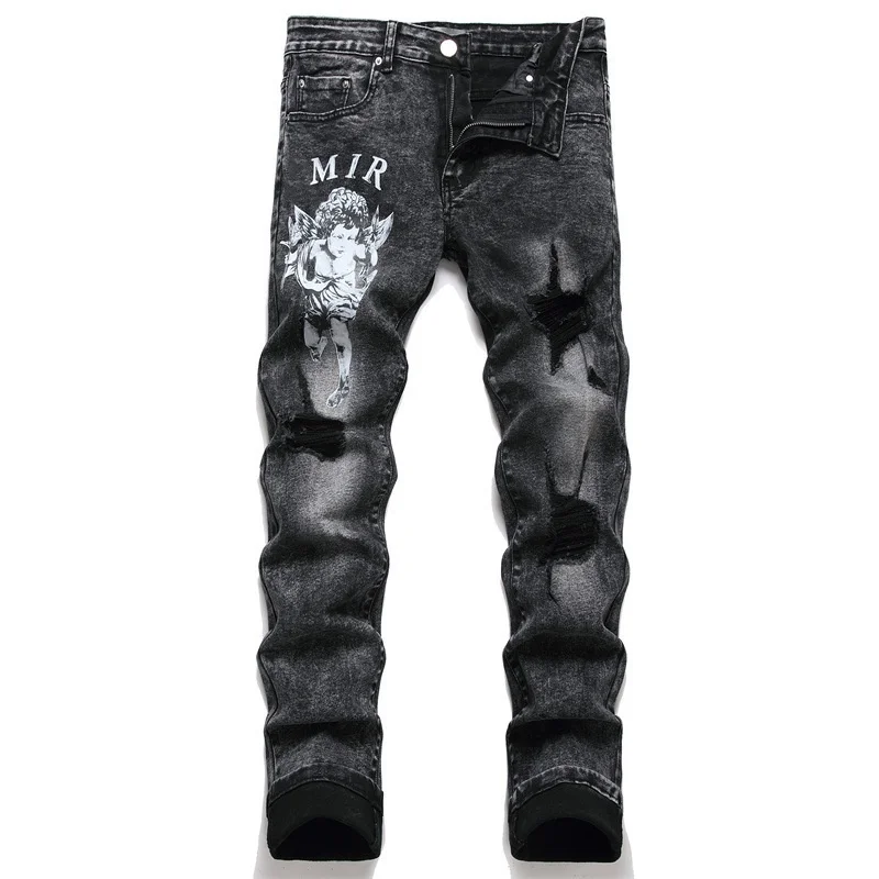 Y2k Frayed Pantalones Hombre Baggy Denim Trousers for Men and Women Streetwear Washed Straight Loose Jeans Oversized Cargos