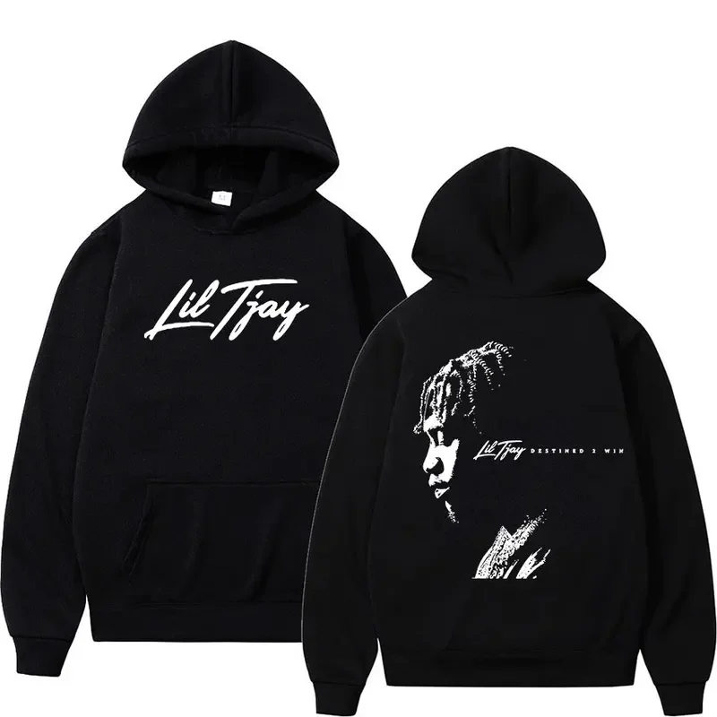 Rapper Lil Tjay Men's Graphic Hoodie Music Album Pullover Hip Hop Sweatshirt Gothic Streetwear Hoodie Destined 2 Win