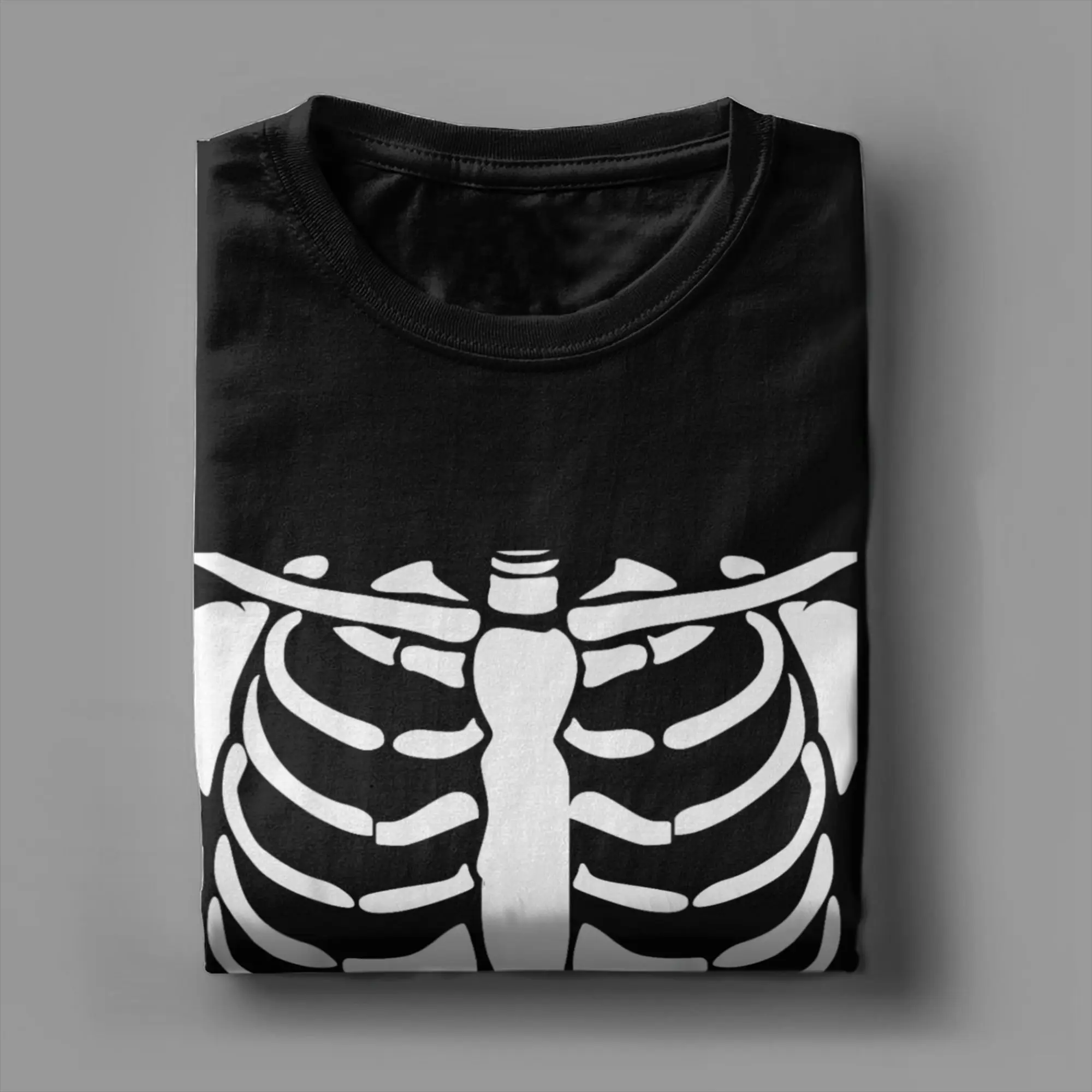 هالوين الضلع قفص الهيكل العظمي تشريح تي شيرت للرجال 100% القطن خمر تي شيرت Crewneck تيز قصيرة الأكمام بلايز هدية فكرة