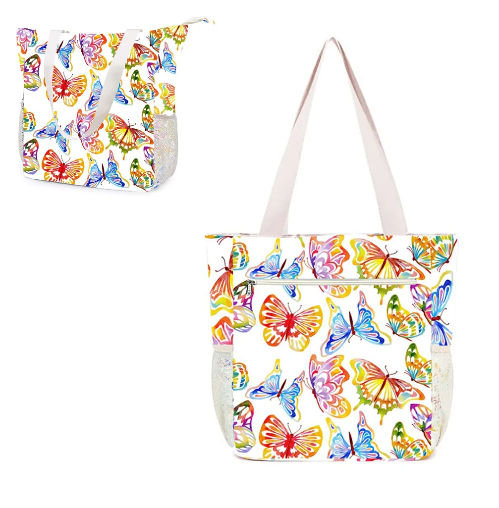 

Butterfly Beach Bag Foldable Tote Bag Large Beach Tote for Family Pool Bag Travel Storage Bag for Vacation