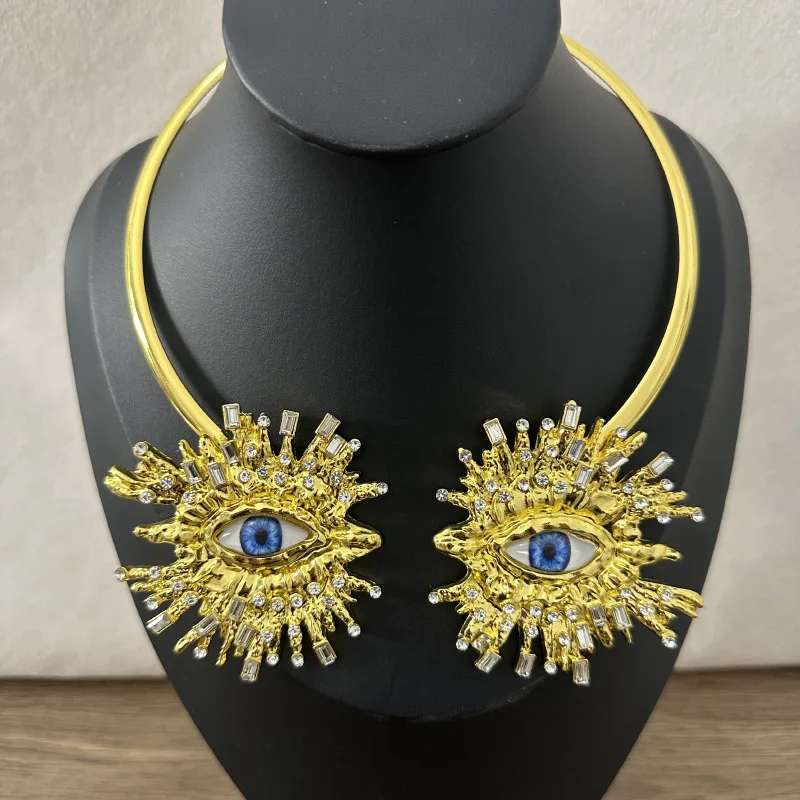 

Ожерелья-манжеты от сглаза для женщин, дворцовый стиль, винтажное роскошное гиперболическое колье, ювелирные изделия, модные ошейники Para Mujer с двойным воротником