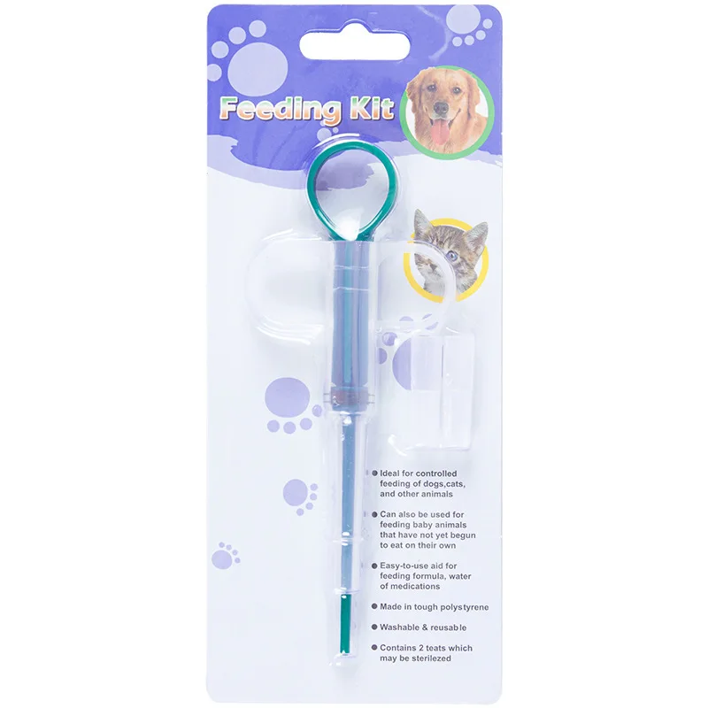 Pet pill applicator, cat and dog syringe, medication feeder, insect resistant product, clip on pill, pet water dispenser