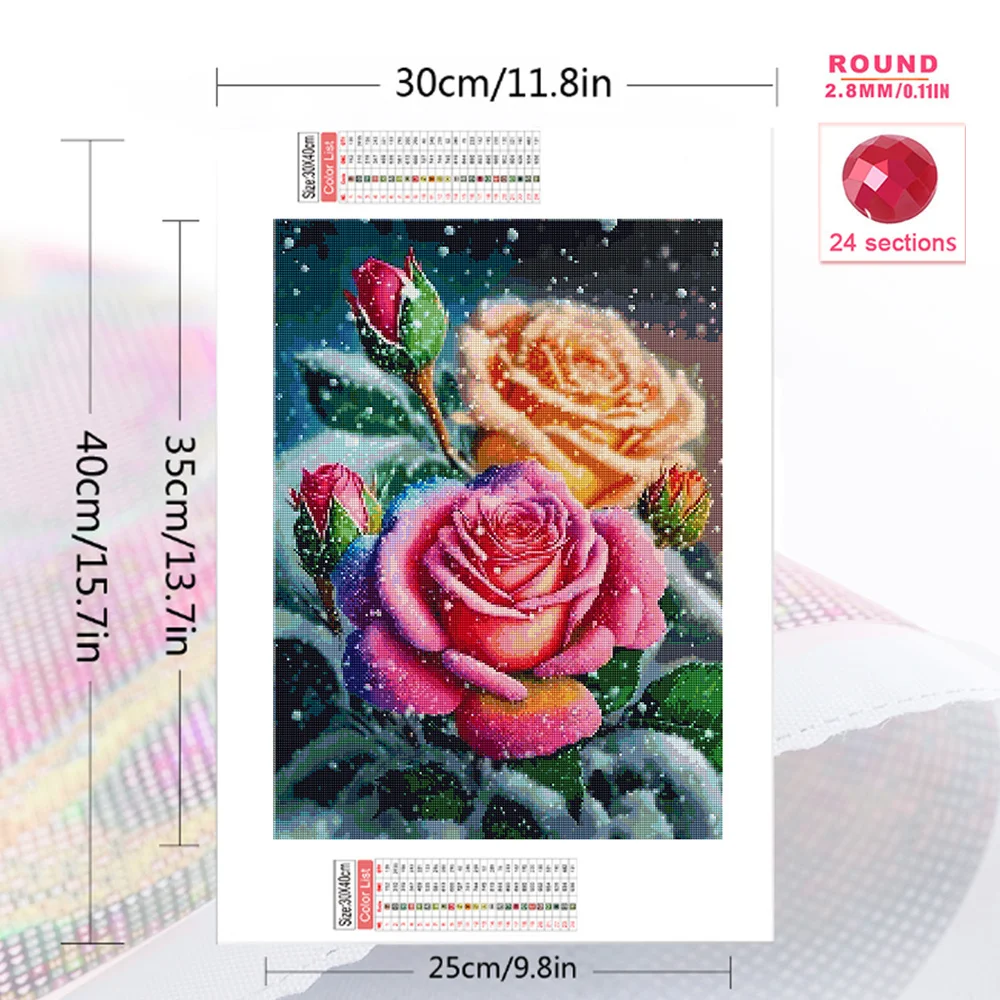 Huacan Full Round Diamond Painting Flower Rose 5D DIY Diamond Mosaic Landscape Tree Handmade Unique Gift Creative Hobby