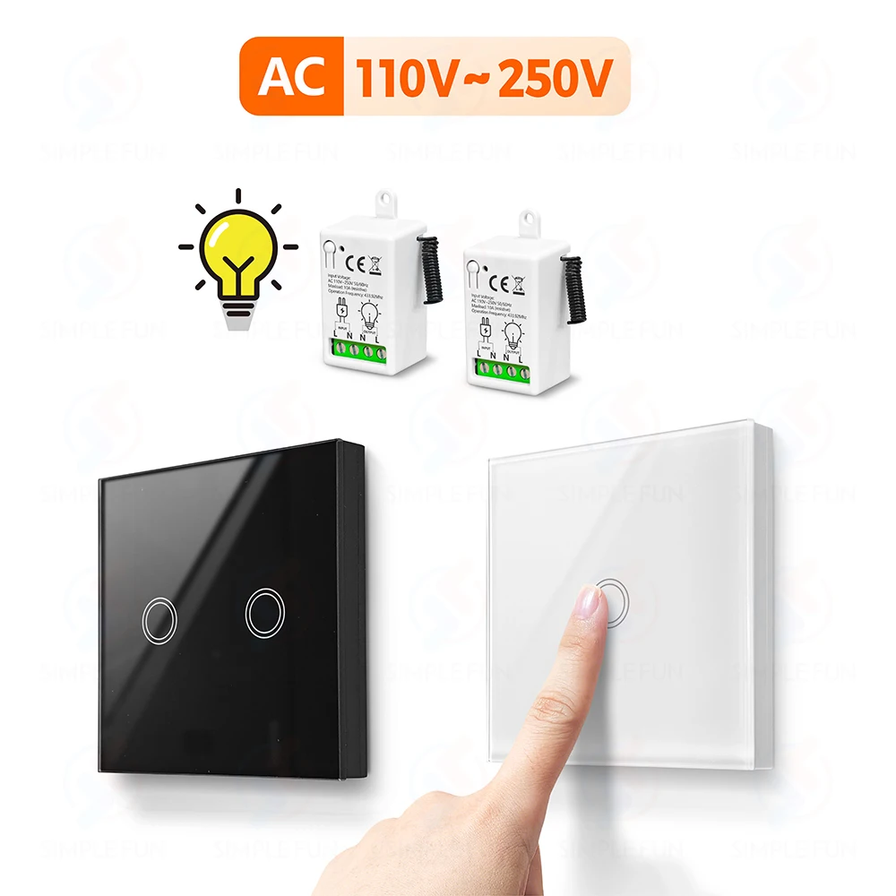 Bezprzewodowy przełącznik światła na podczerwień 433 MHz, 110 V 220 V 230 V, bezprzewodowy przełącznik dotykowy typu 86, mini moduł przekaźnika RF do lamp LED — zdjęcie produktu 7