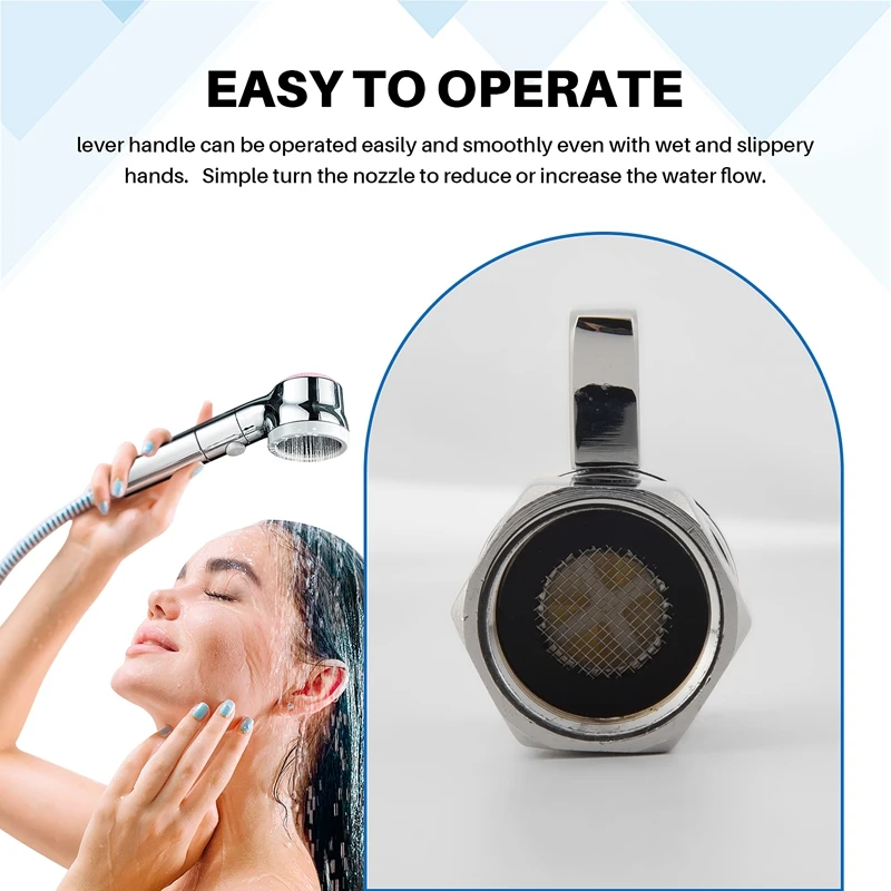 Water Flow Control Shut Off Valve, Brass Adjustable Water Pressure Regulator For Hand Held Shower Head & Bidet Sprayer