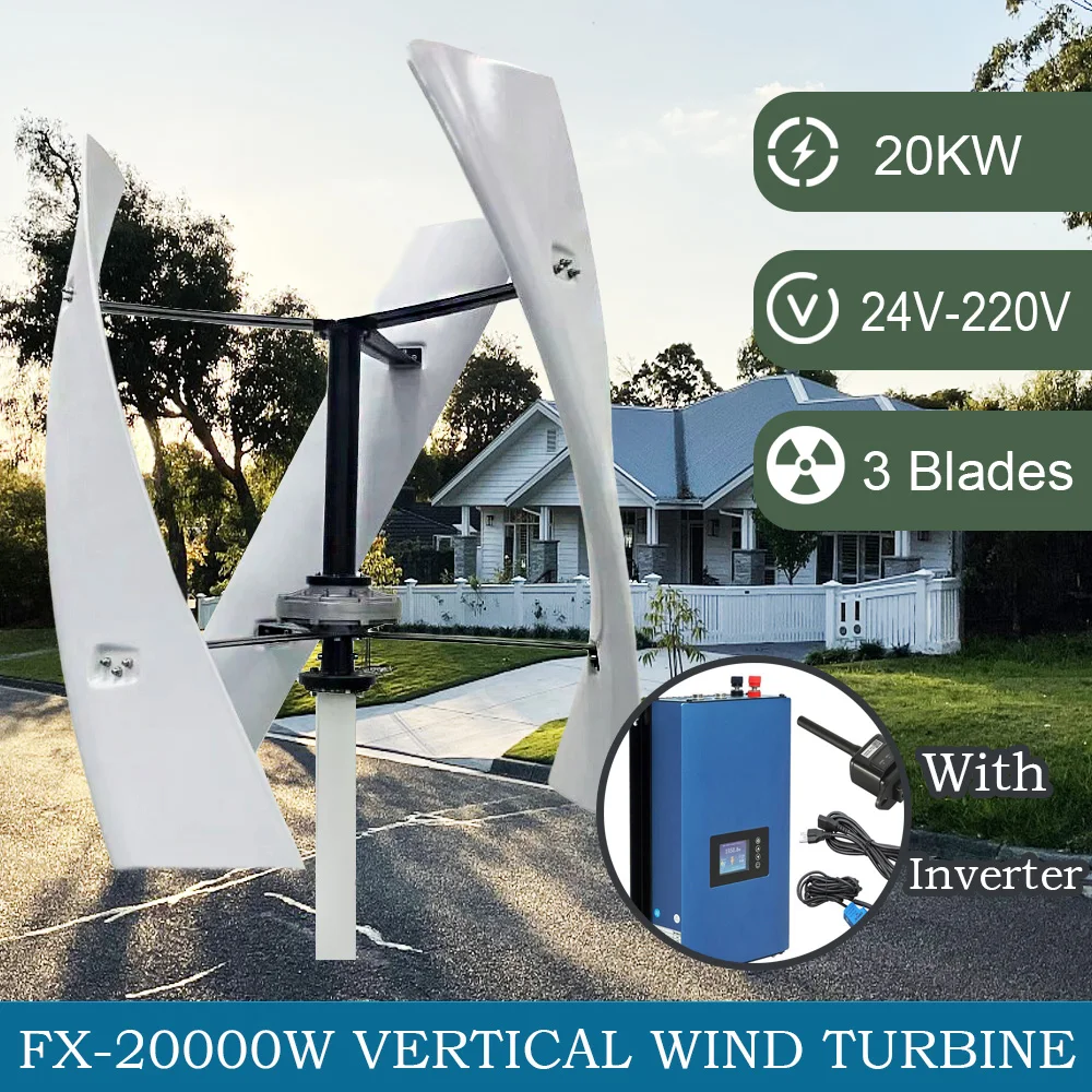 

20000W Wind Turbine Generator Home Use Three-Phase Output High Efficiency 3 Blades With Drum 24V 48V 220V Off-Grid System