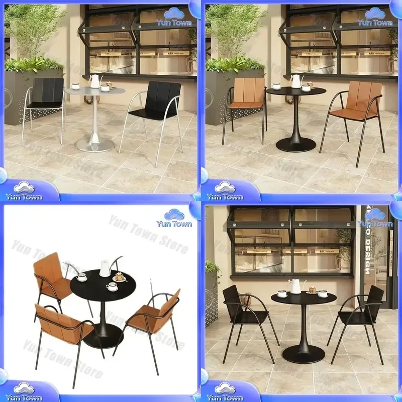 Modern Wrought Iron Table and Chair Set for Milk Tea Shop Cafe B&B Restaurant Outdoor Balcony Courtyard Furniture