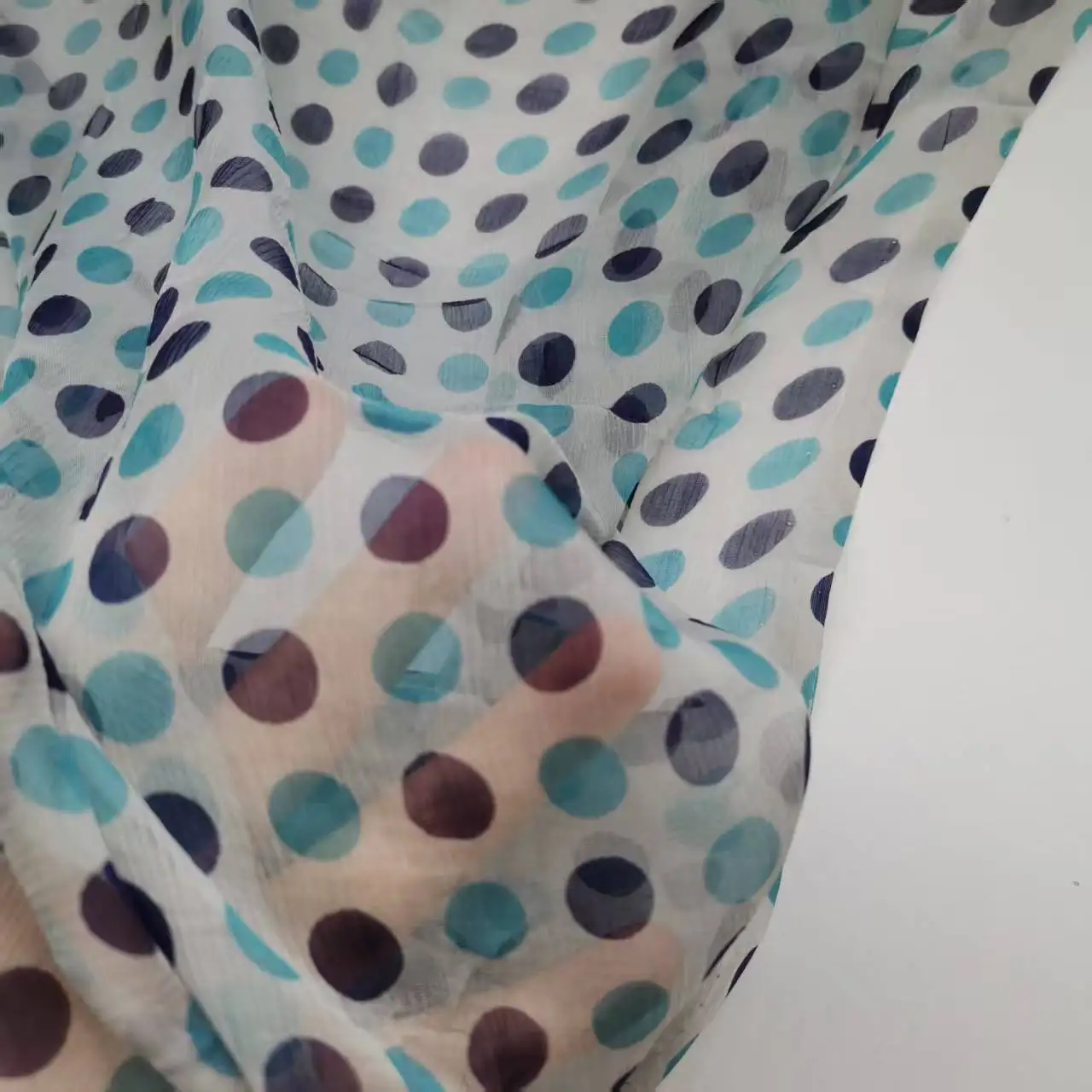 Dot Pure Silk Crepe Chiffon Transparent Gray Fabric Width 135cm Soft 6mm Dress Scarf DIY Sewing Material