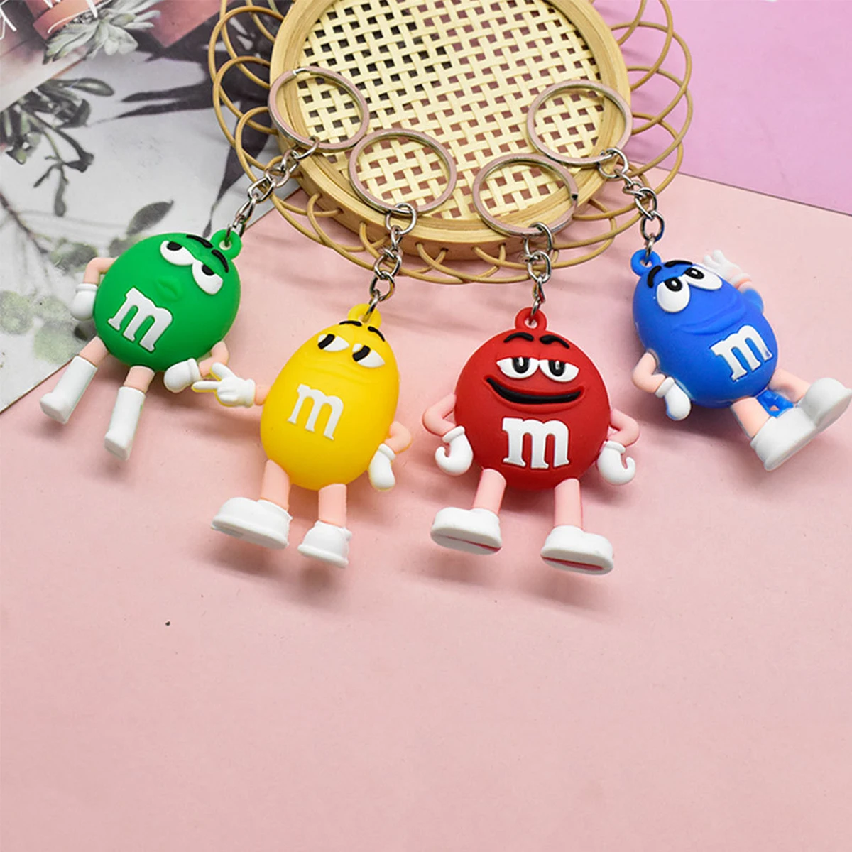 Fashion Fun Key Chains Cute M Bean Cartoon Keychain Children Surprise Birthday Gift Accessories Keyring