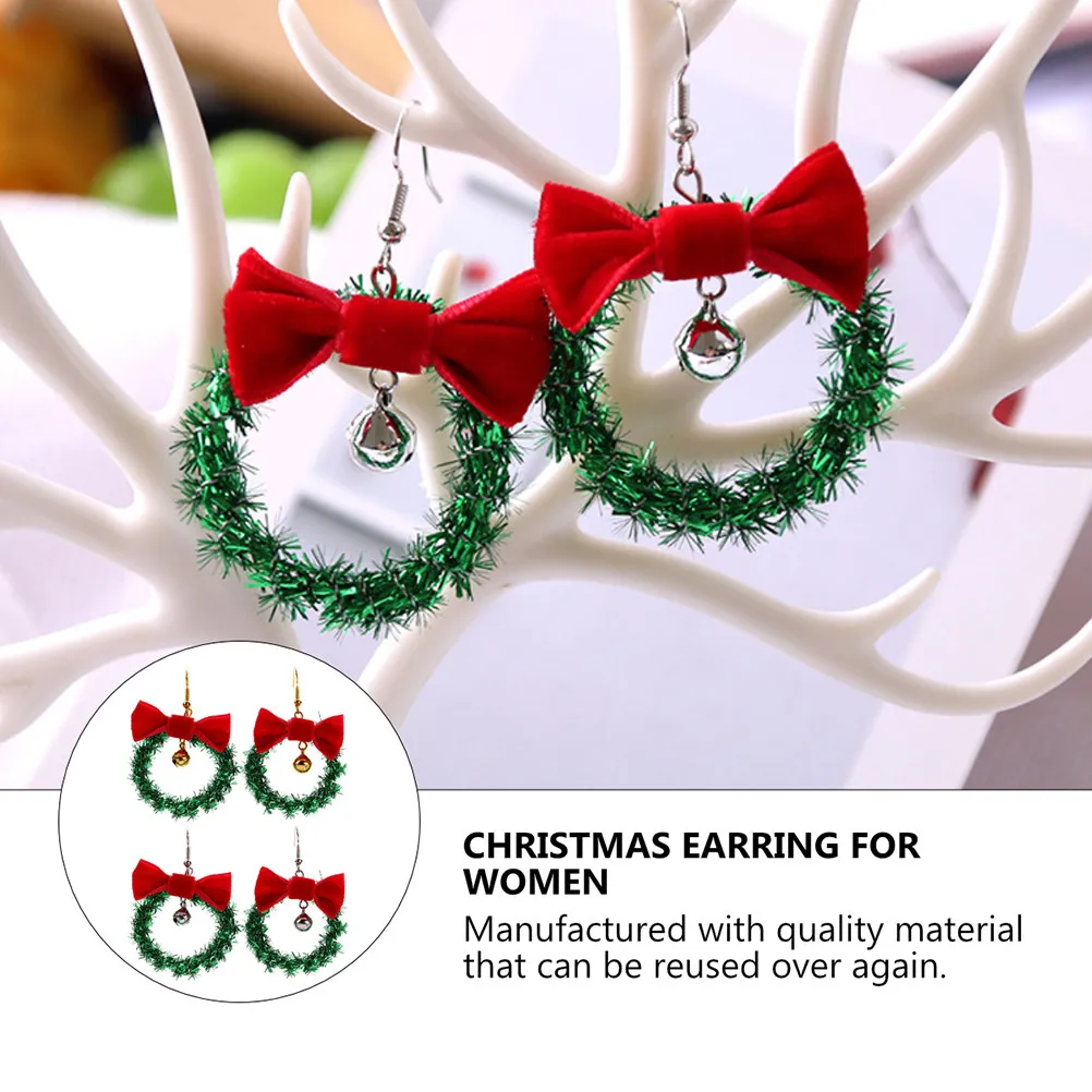 Christmas Bow Bell Earrings for Women – Festive Party Ear Pendants, Reusable Holiday Gift Accessories