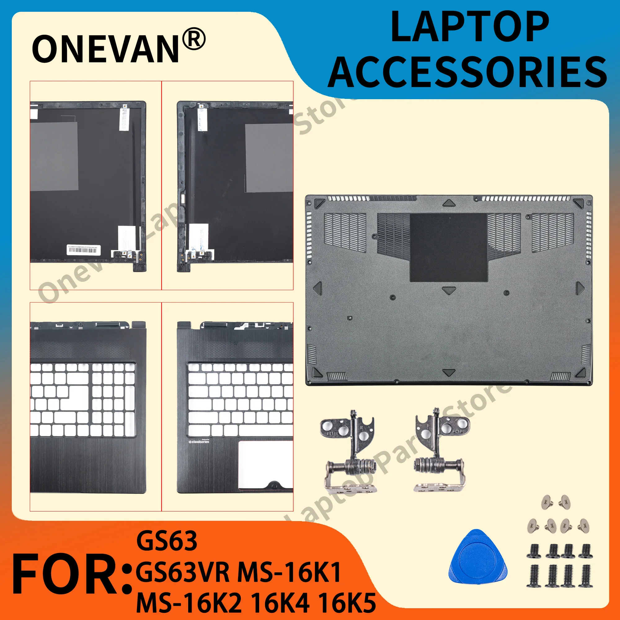 

New Case For GS63 GS63VR MS-16K1 MS-16K2 MS-16K4 MS-16K5 Laptop LCD Back Cover Front Bezel Palmrest Bottom Case Hinges