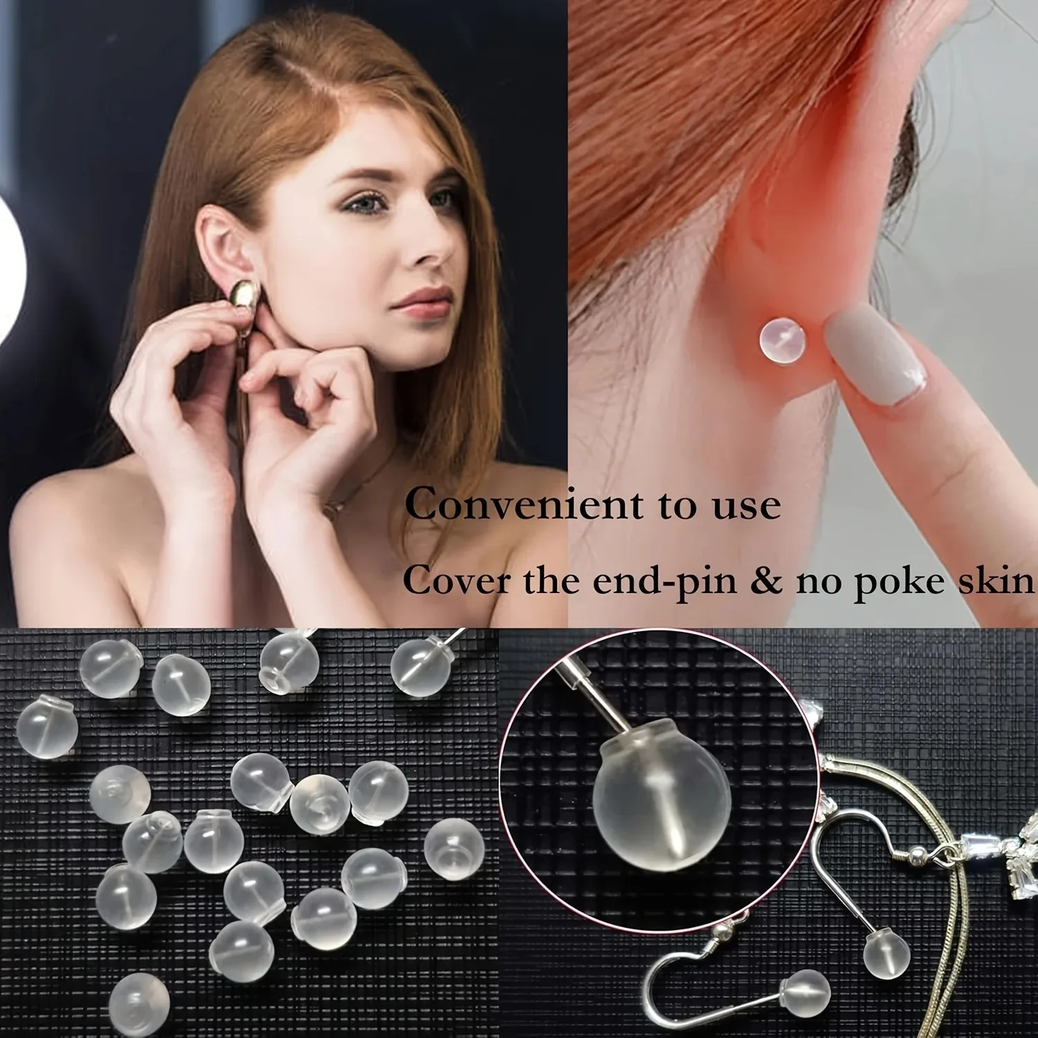 100pcs Safety Earring Back，Fit with All Type of Earrings，for DIY Making，Jewlery Making (Clear) image 5