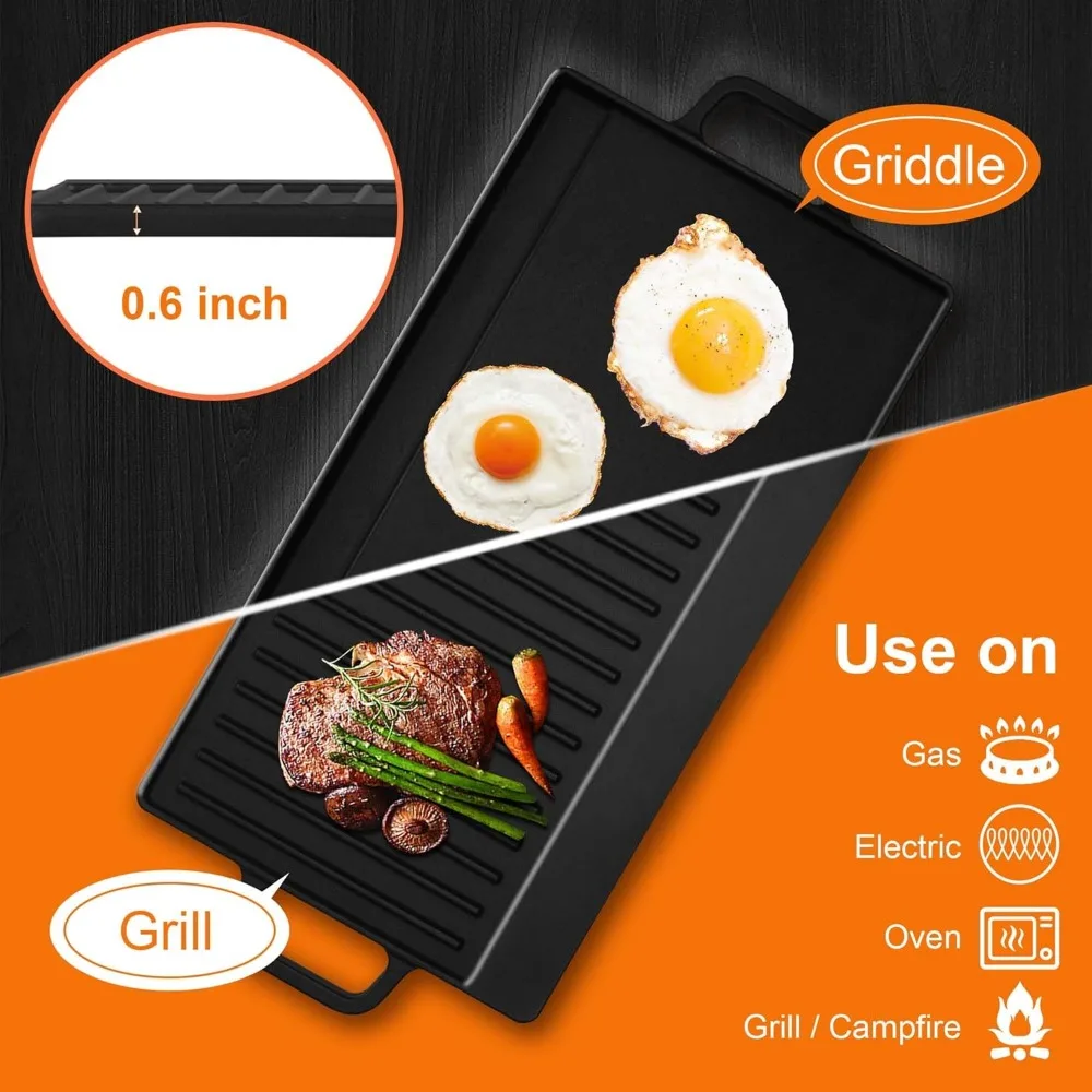 30 Inch Bulit-In Gas Cooktop with Griddle, 5 Italy SABAF Powerful Burners Over 92% High Efficiency, Max 48300BTU Gas Stove Top