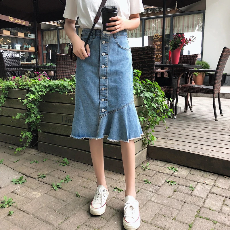 Cheap Wholesale 2018 New Summer  Hot Selling Women\'s Fashion Casual  Sexy Denim Skirt L334