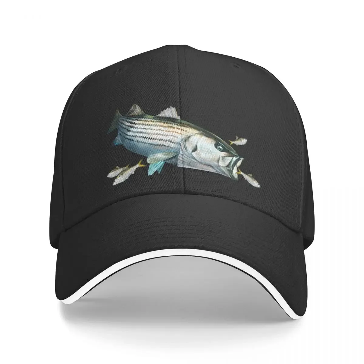 

Striped Bass Chasing Menhaden Baseball Cap Golf Hat derby hat Military Cap Man New Hat Women's Hats 2024 Men's