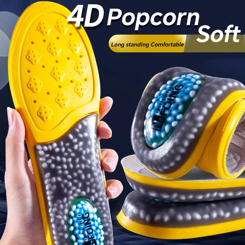 1Pair Sports Insoles for Shoes Soft Yellow PU Memory Foam Breathable Shock-Absorbing Cushioning Optimal Men Women Foot Care Pad view 6