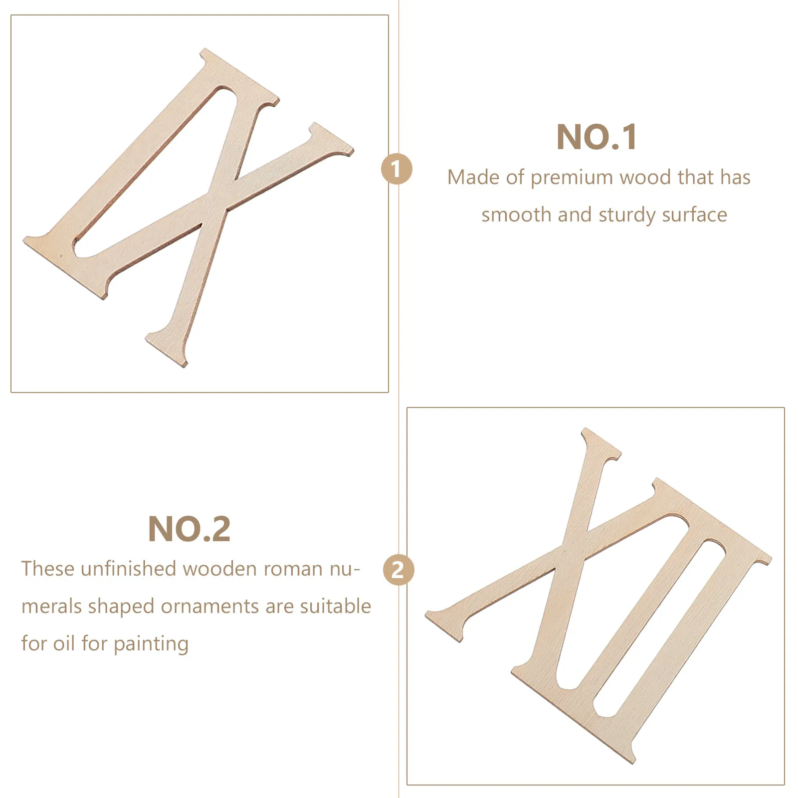 24Pcs Unfinished Wooden Roman Numbers Letters Cutout Smooth Sturdy Premium Wood DIY Crafts Decoration for Art Class Photo Props