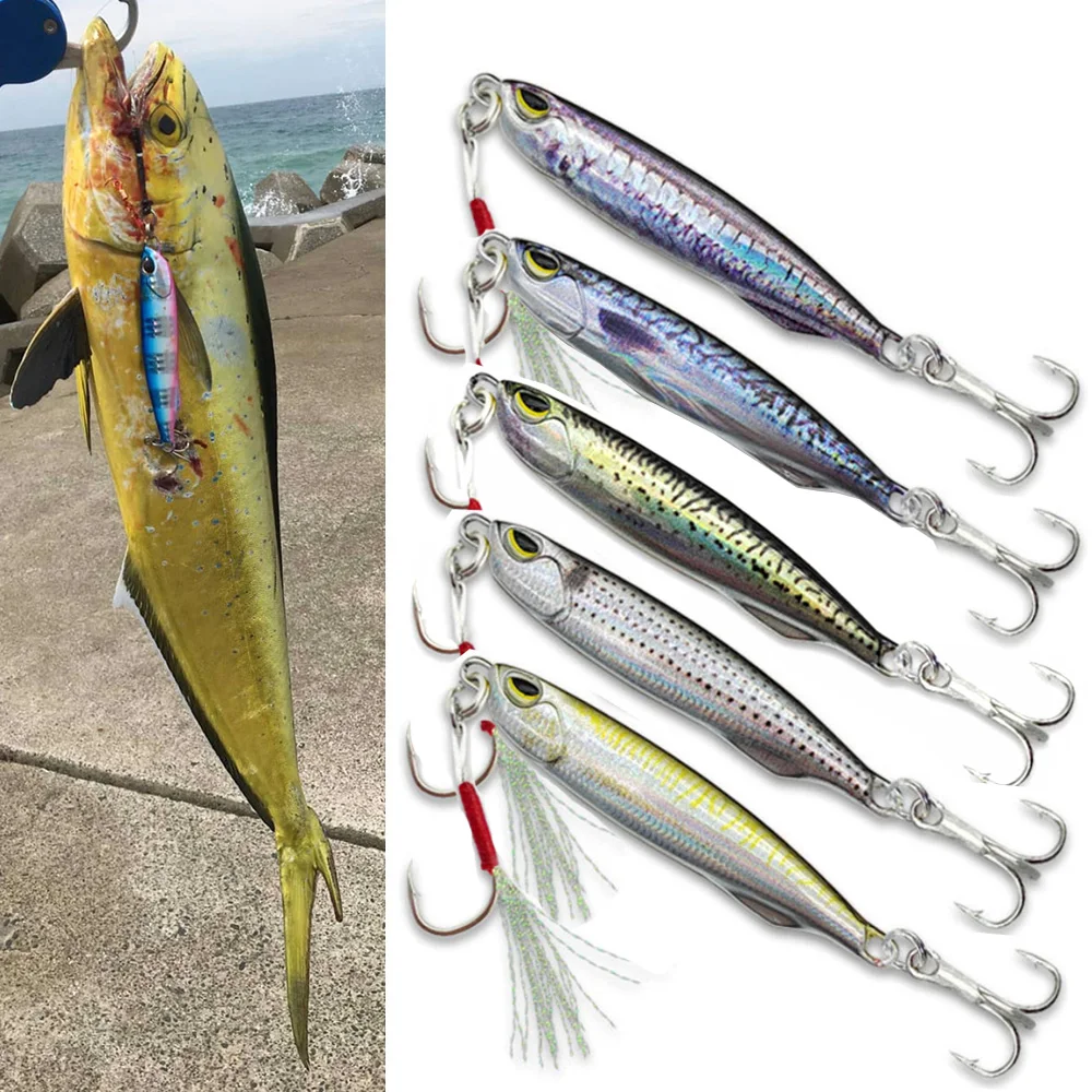 Drag Metal Cast Slim Jig 30g40g60g80g Deepsea Shore Casting Slow Jig Mackerel Artificial Bait Saltwater Fishing Lure Mahi Tuna