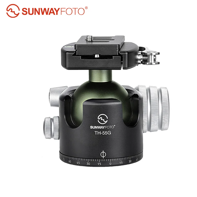 SUNWAYFOTO TH-55G  Low-profile High Locking-strength Ballhead with Quick Release Plate DP-60RG Compatible with Arca-Wiss and RRS