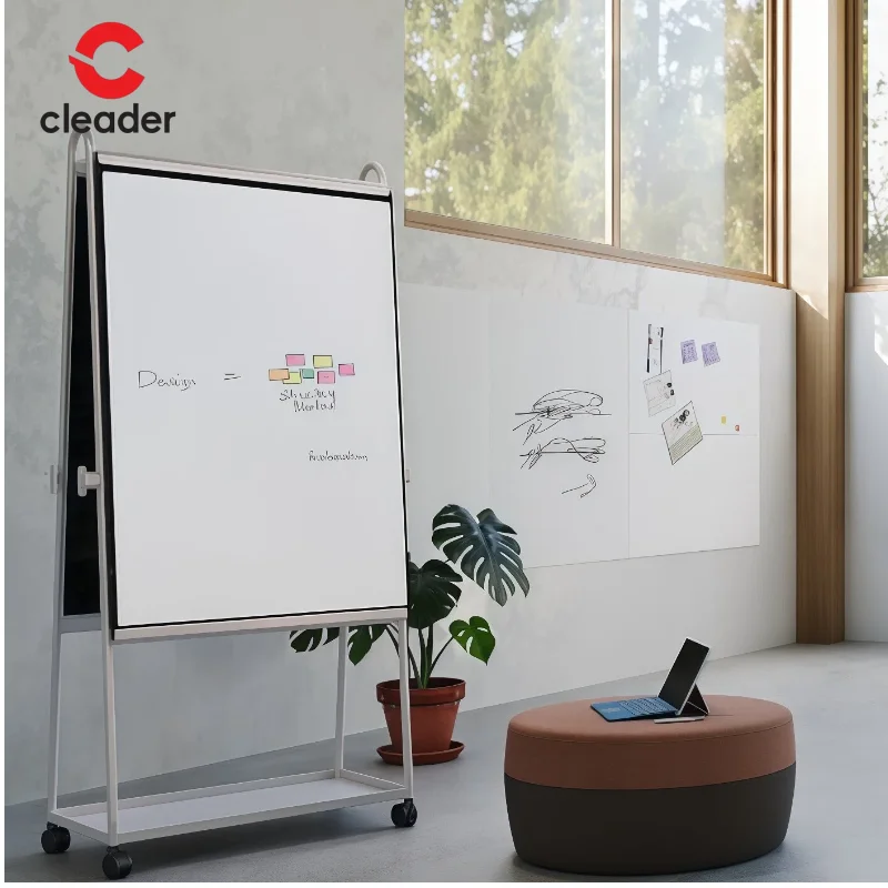 

Mobile Whiteboard with Pen Holder, Whiteboard Eraser, Water-based Pen for Office/Classroom/Train Equip with 2 Writing Boards