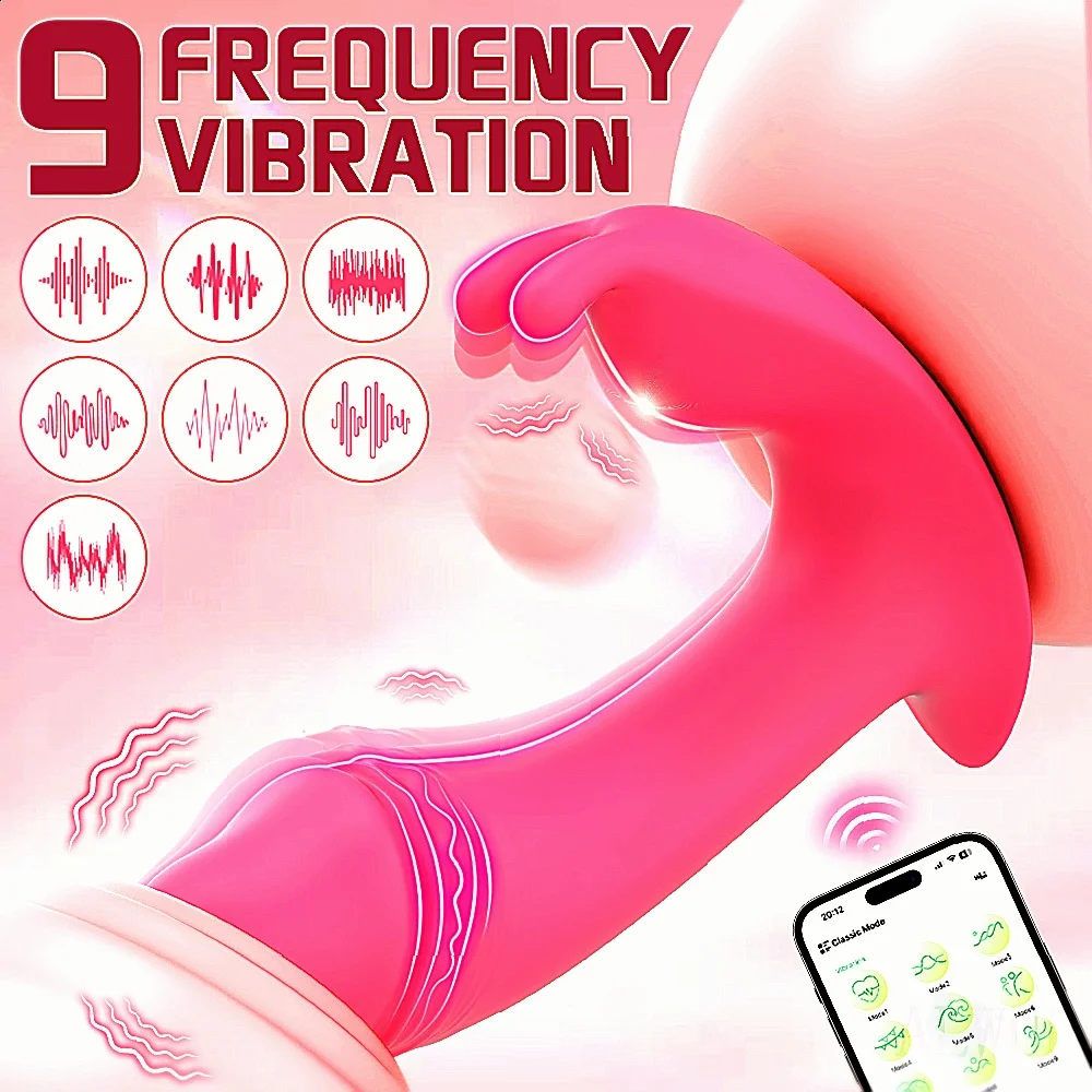 قضيب هزاز يمكن ارتداؤه مناسب للنزهات يتضمن عملية عن بعد تعتمد على التطبيق مع تحفيز البظر المدمج وG Spot