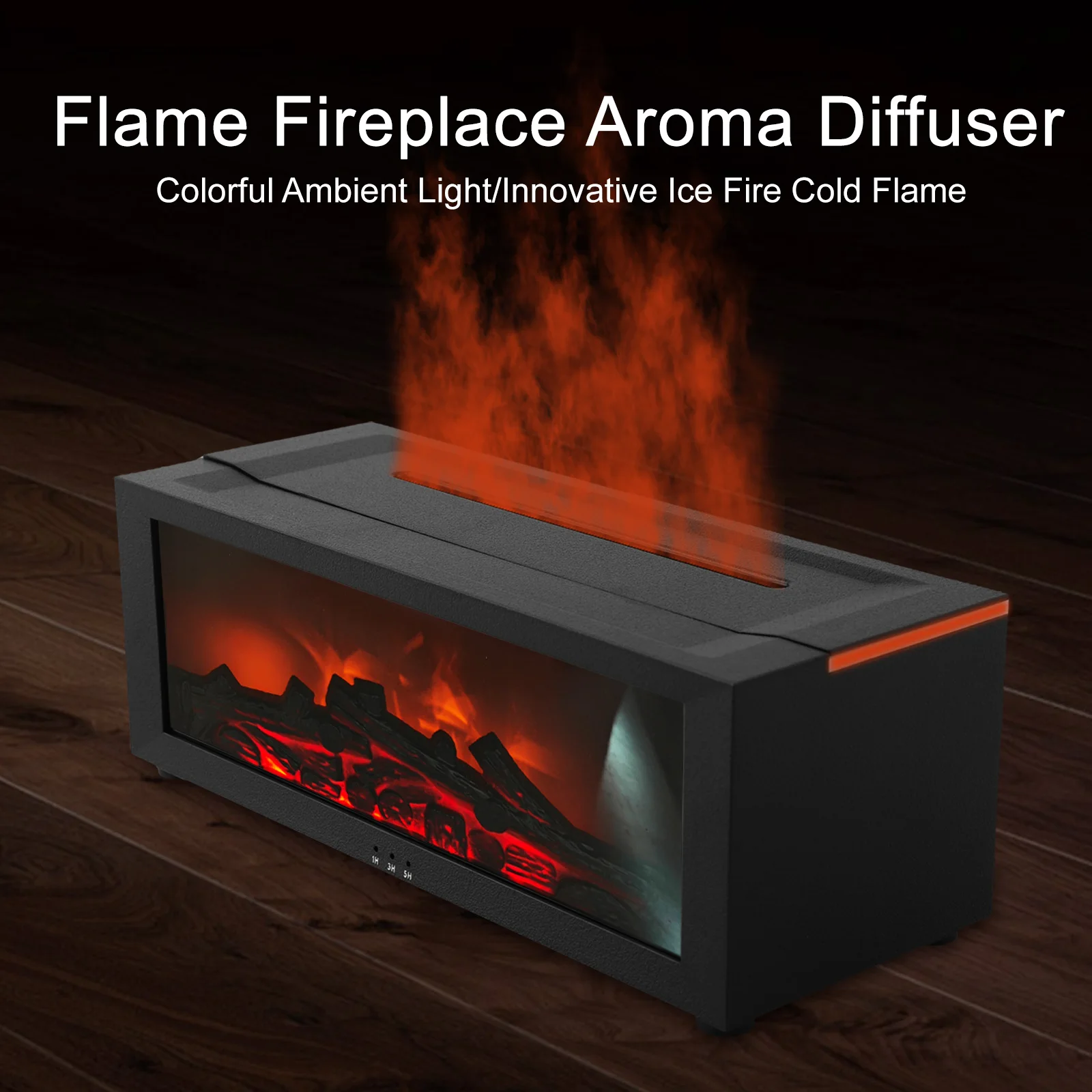 3D Flame Fireplace Aromatherapy Machine Colorful Humidifier Remote Control Home Room Long-lasting Fireplace Aromatherapy Machine