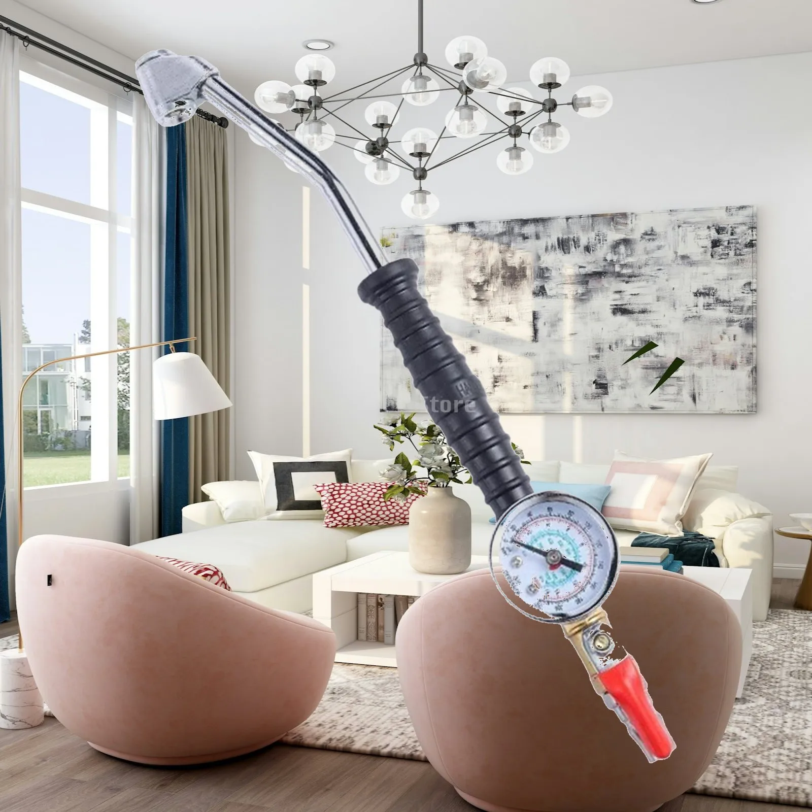 Tire Inflation Quick Inflating Air Pressure Gauge Leakproof Sturdy Wand for Car Motorcycle Truck and Bicycle Tyre Use