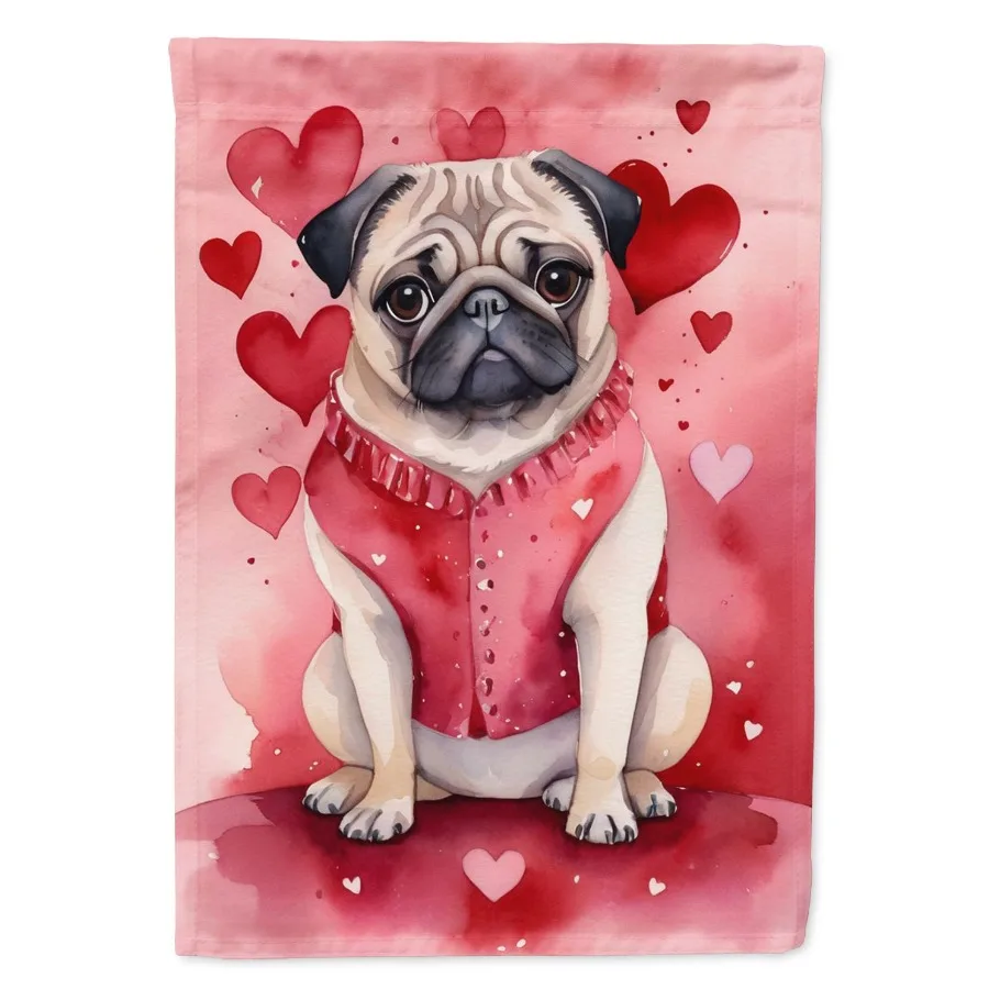 

Pug My Valentine Garden Flag Mailbox Flag Drative Yard Flag Banner Outside Patio Artwork Yard Flower Beds Garden Size Multicolo