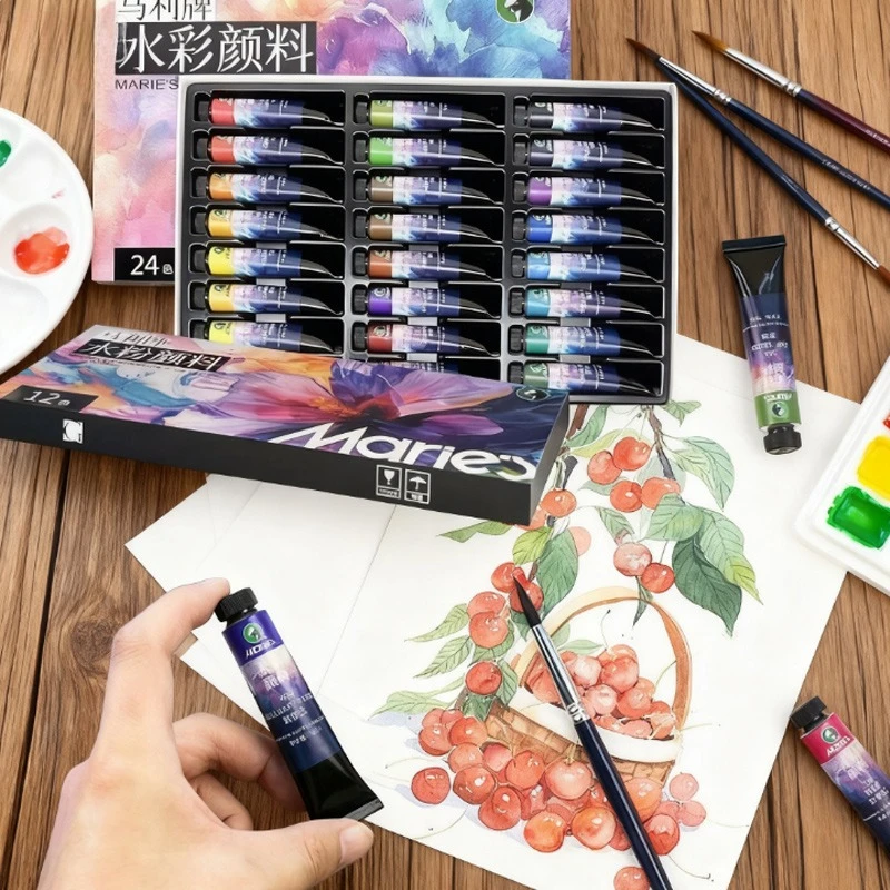 12ml 12/18/24/36color Watercolor Gouache Paint Set High Saturation Washable for Painting Graffiti Outdoor Sketching Beginners