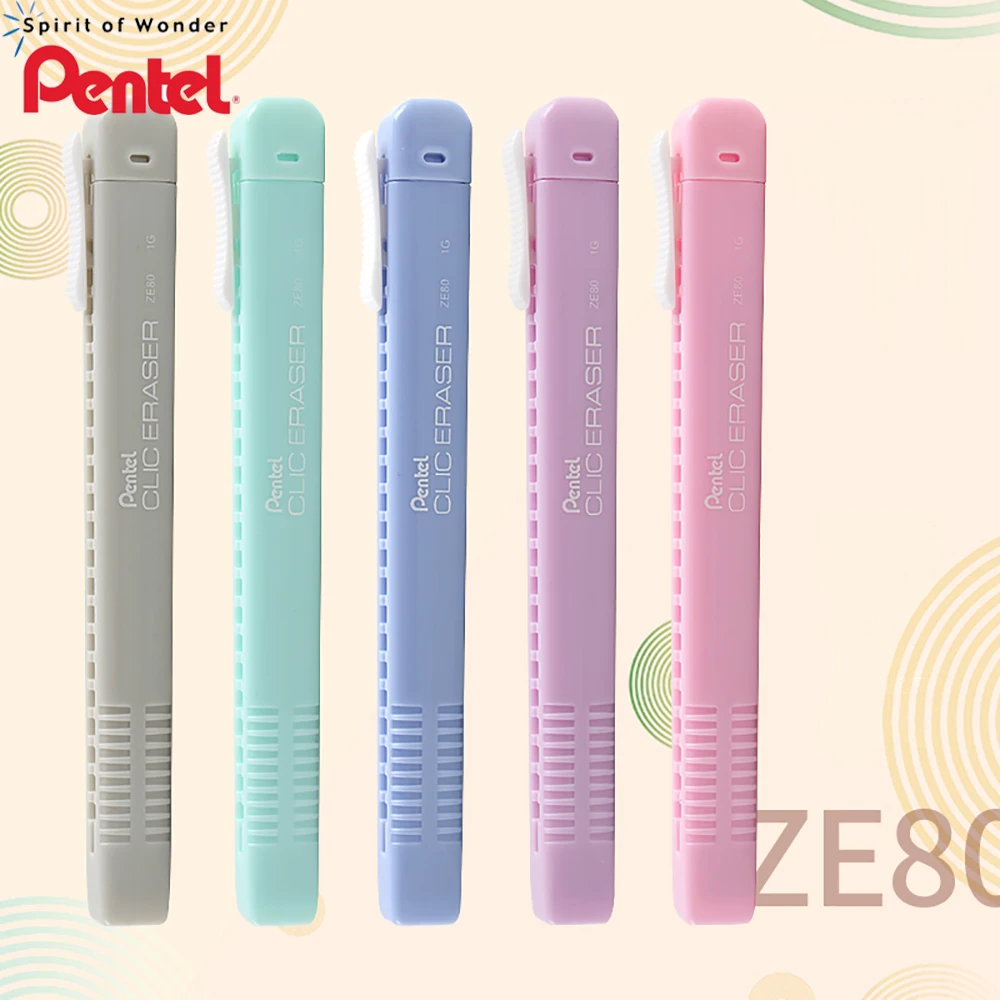 Japanese Pentel Eraser Macaron Color Kawaii Series Hand Push Art Sketch ZE81 School Supplies Art Stationery Replaceable Core