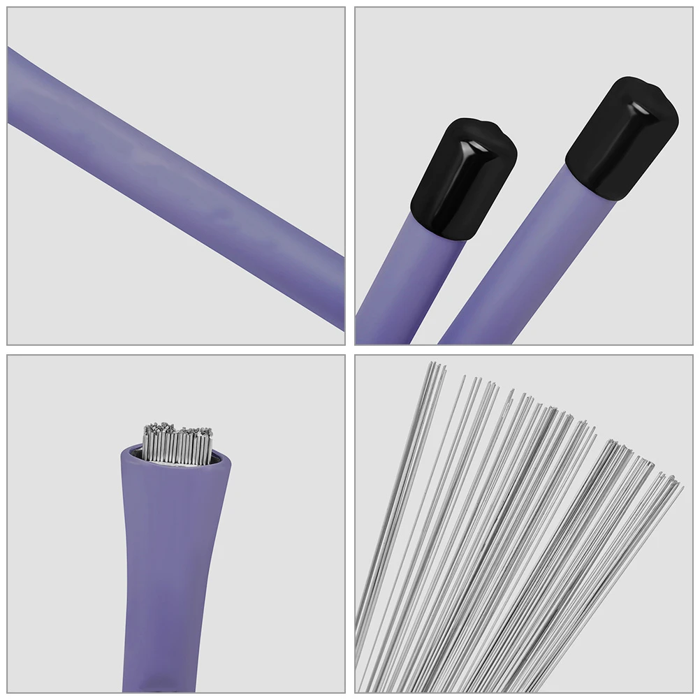 

1 Pair Stainless Steel Wire Drum Brushes Purple Retractable Drumsticks For Jazz Practice Percussion Accessories