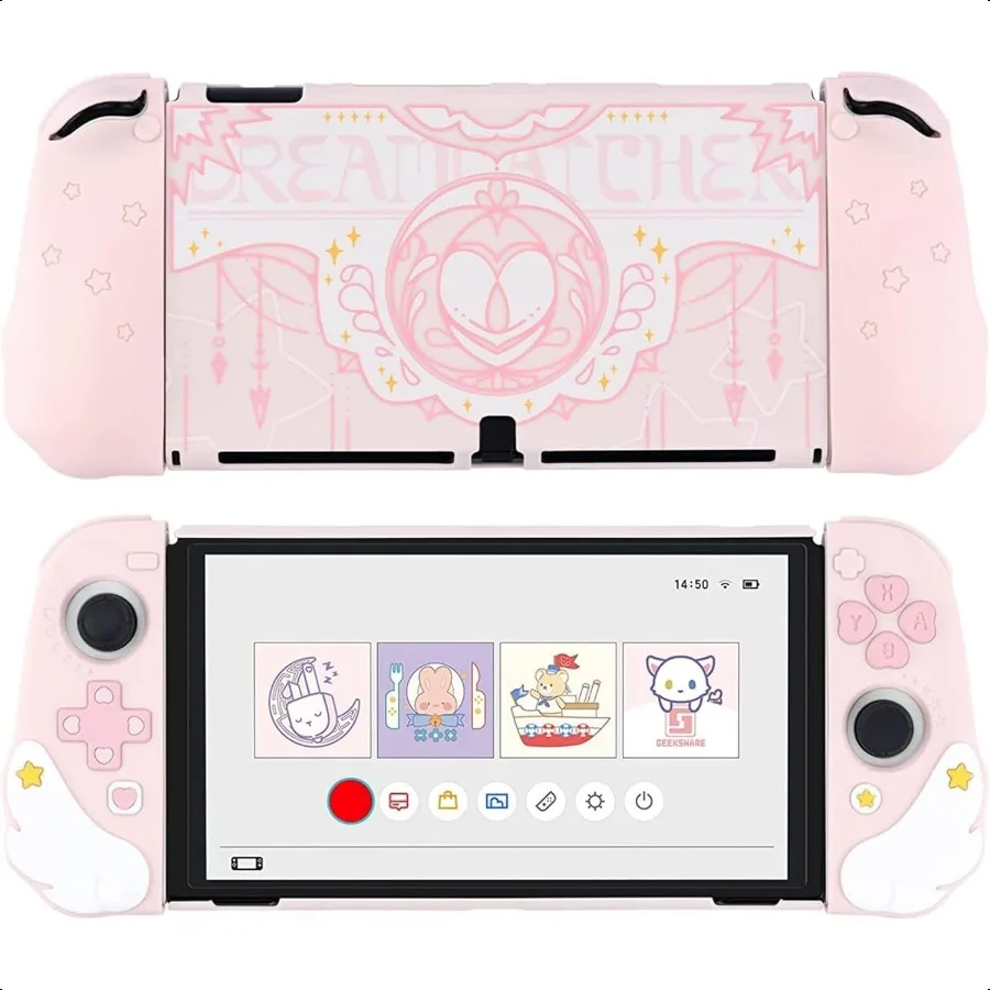 

Protective Case Compatible with Switch Console and Joy Con Slim Cover Case with Ergonomic Design for Switch Model Star Wings fo
