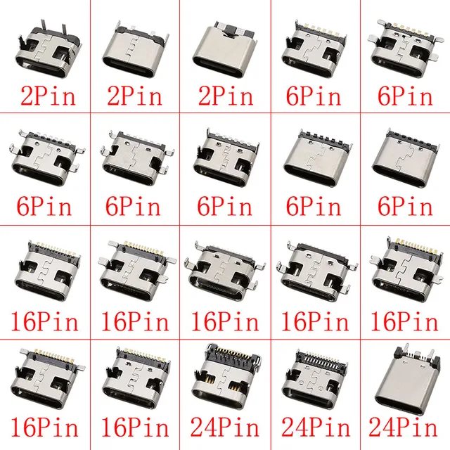 10 sztuk USB typu C gniazdo lutowane złącza 2/6/16/24 Pin SMD PCB DIY naprawa gniazdo ładowania Port USB-C typu C złącze żeńskie