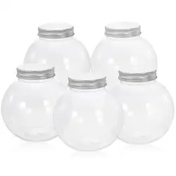 5pcs 500ml Christmas Candy Jar Ball Shaped Candy Cookie Snack Chocolate Packing Bottle Container New Year Decoration