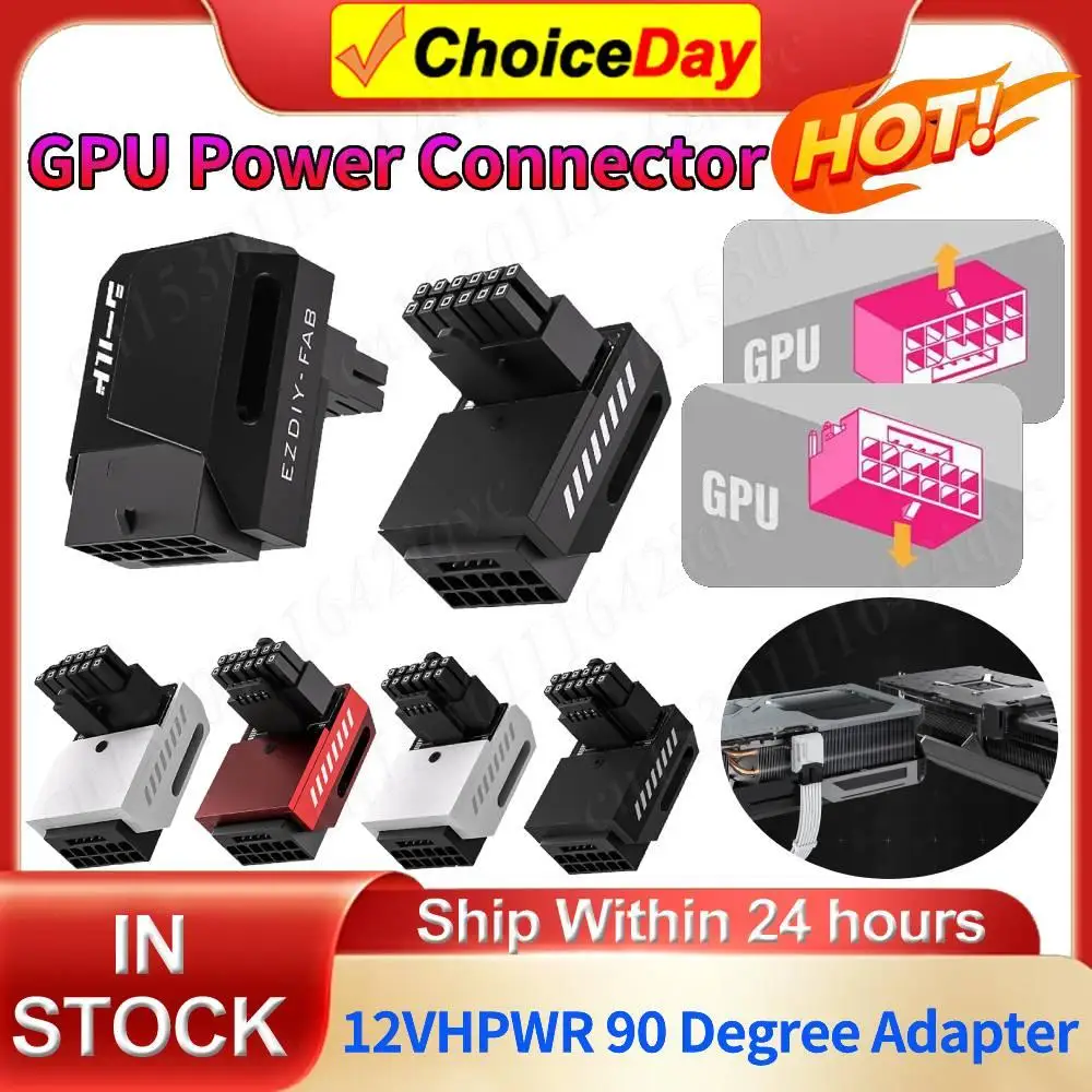 Adaptador en ángulo de 90 grados, 12 + 4 pines, 12VHPWR, 600W, 16 pines, conector de alimentación GPU, adaptador de corriente Pcie 5,0 para RTX 3090Ti 4070Ti 4080 4090