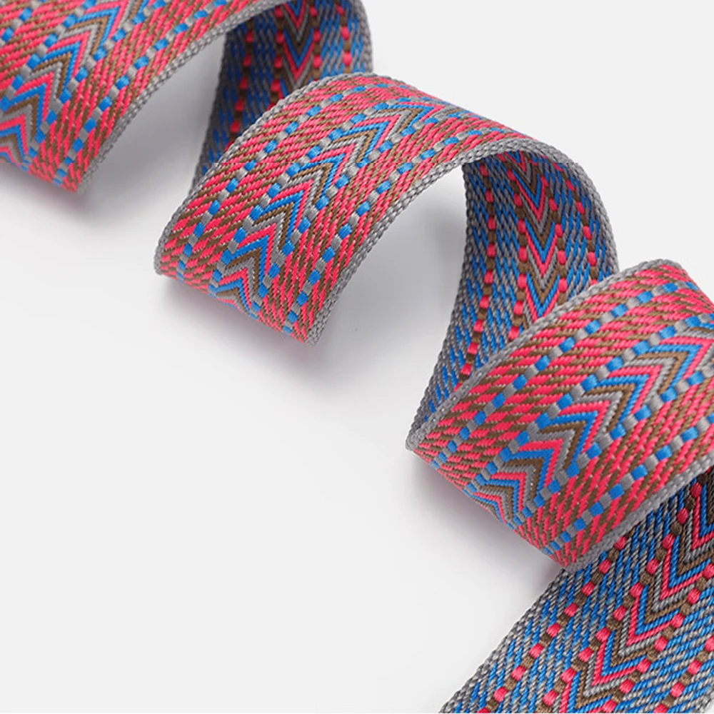 Embroidered Guitar Strap Genuine Leather Head Jacquard Weave Wooden Electric Guitar Bass Strap Accessories
