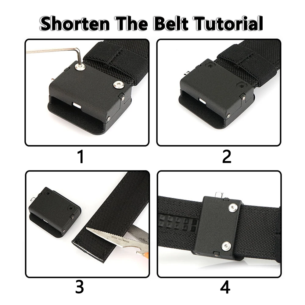 TUSHI Nylon-Hartgürtel für Herren, automatische Metallschnalle, Outdoor-EDC-IPSC-Zubehör, große Größe 120–150 cm, Militärgürtel – Detail 13