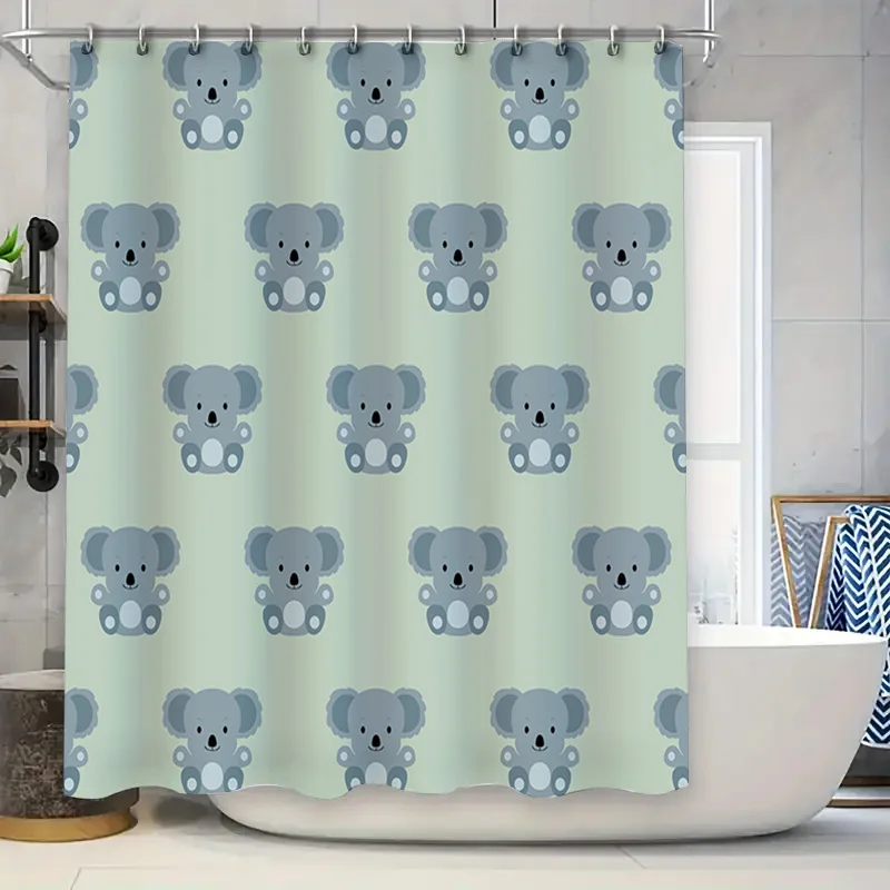 

Blue Koala Pattern Waterproof Shower Curtain for Kids Bath Room Decorative Home Textile with Hooks Light Blue 60x72（153cm×184cm）