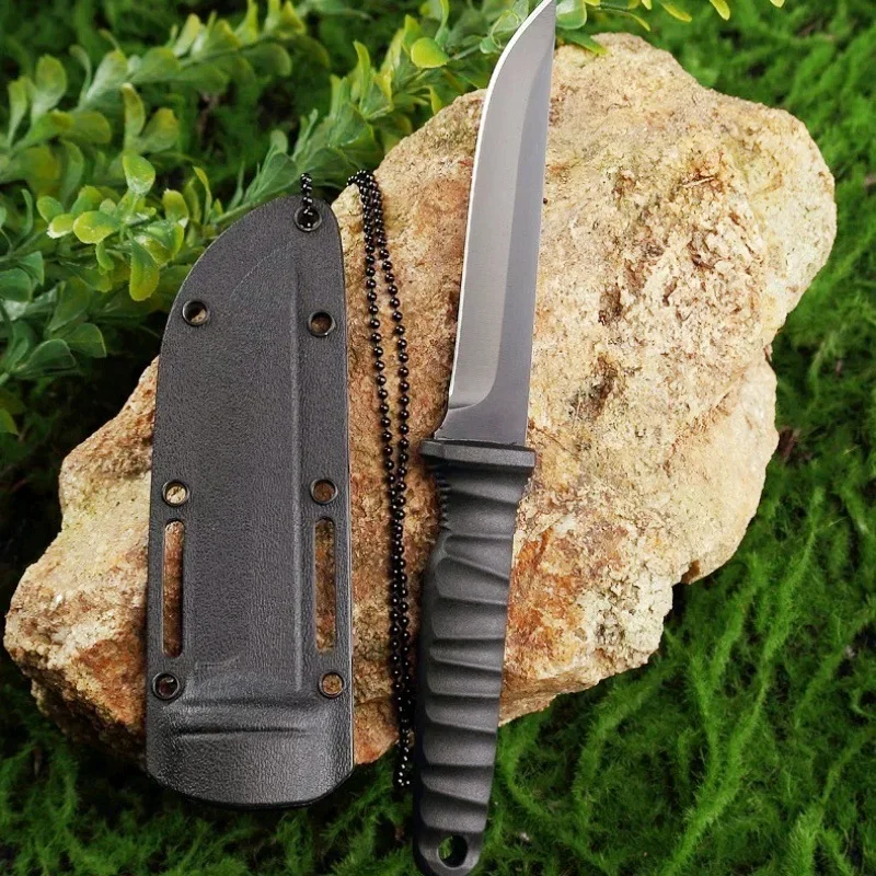 2024 new 9CR18 steel outdoor camping straight knife,edc portable high hardness self-defense adventure knife, necklace tool knife