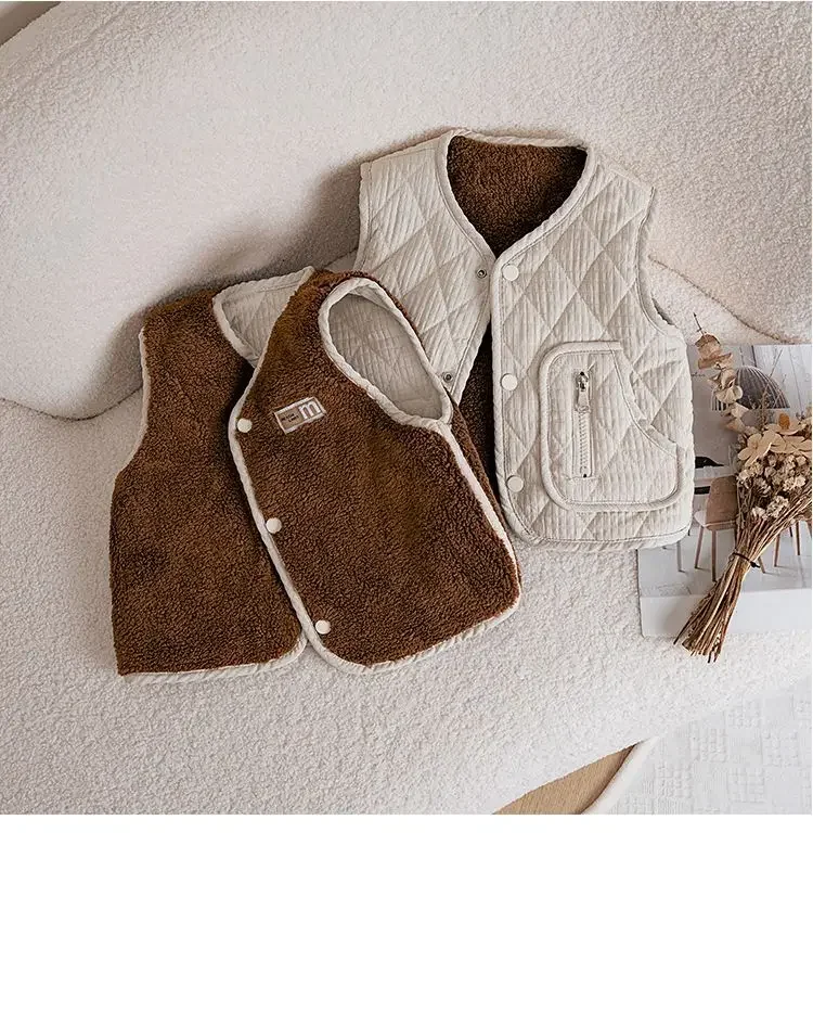 Neue Herbst-Winter-Fleece-Strickjacke Weste für Jungen Mädchen Baby Warme Weste Leichte Kinder Ärmellose Jacke Lässige Innenweste für Kinder – Detail 21