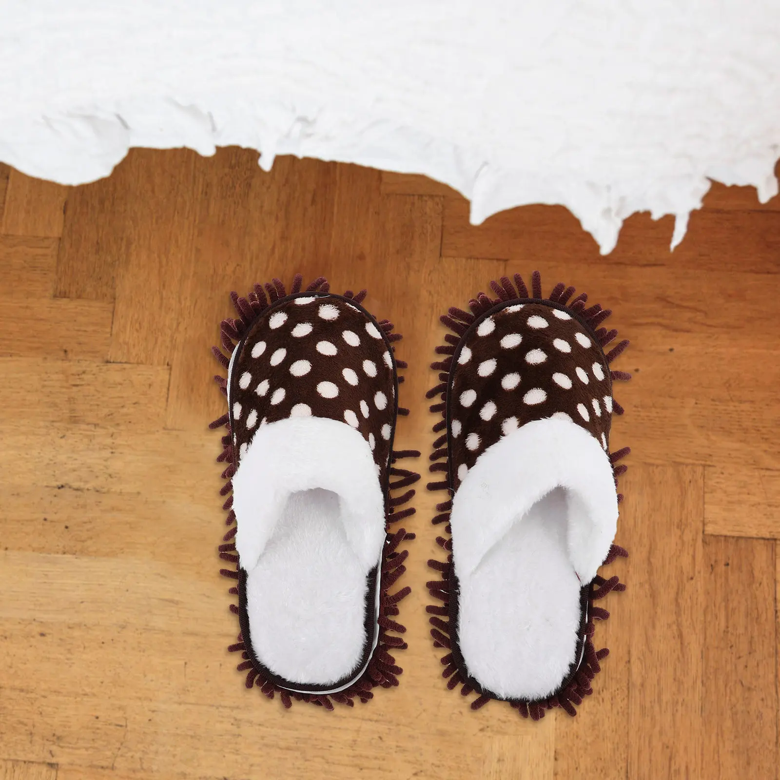 1Pair Floor Cleaning Slippers with Detachable Chenille Mop Soles Washable Warm Thick Sole for Hardwood Tiles Effortless Home