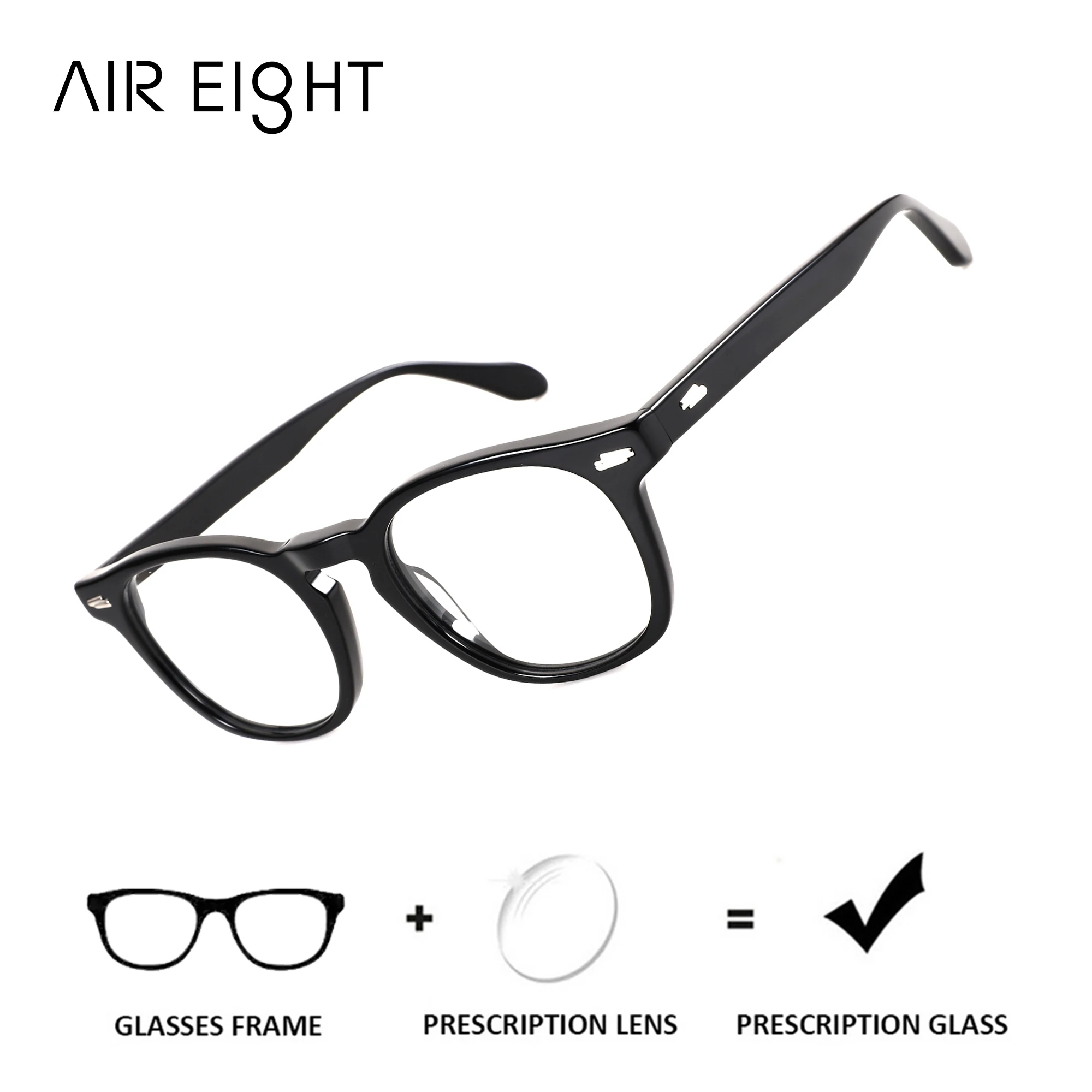 AIREIGHT L Size Square Acetate Medical Prescription Eyeglasses for Men Blue Light Myopia/Photochromic Graduated Optical Glasses