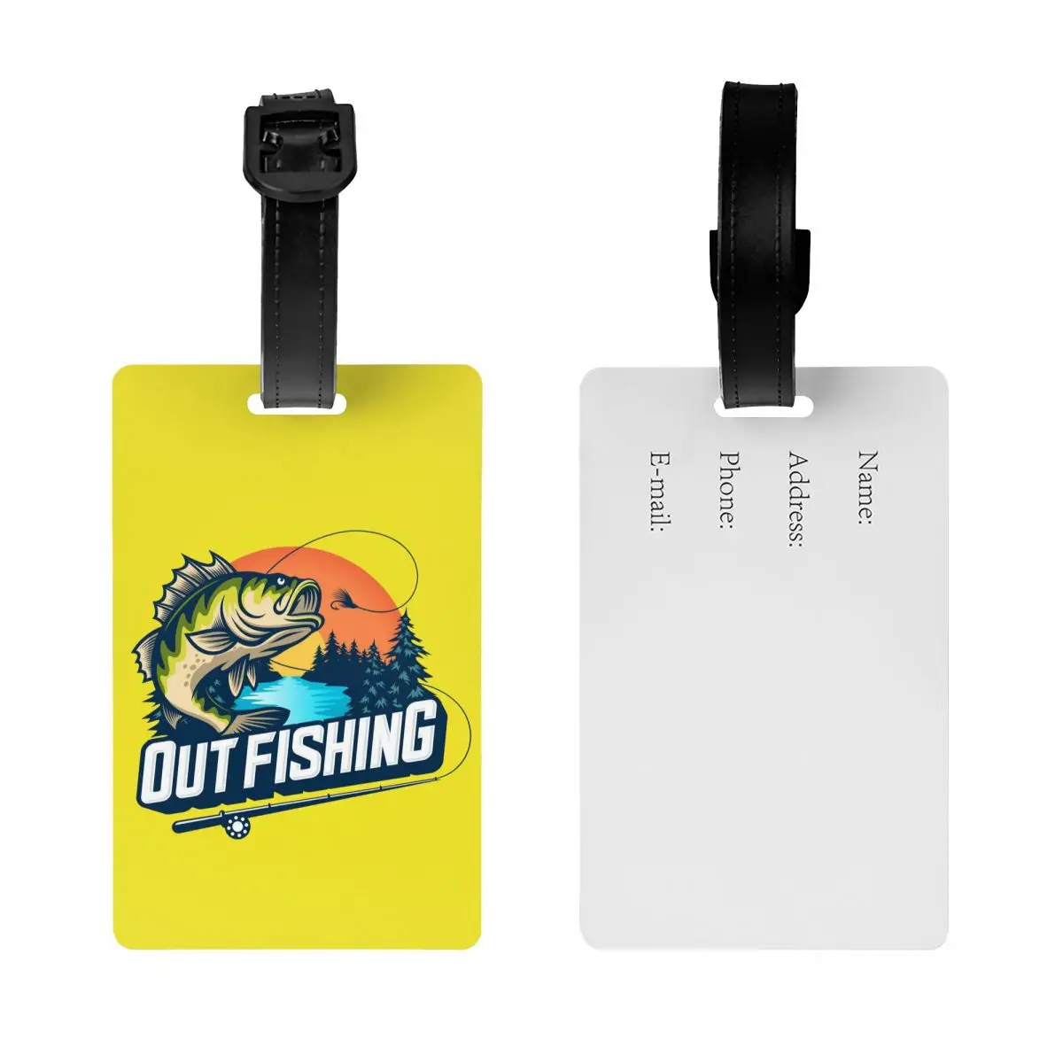 Out Fishing Luggage Tag Fish Fisherman Suitcase Baggage Privacy Cover ID Label